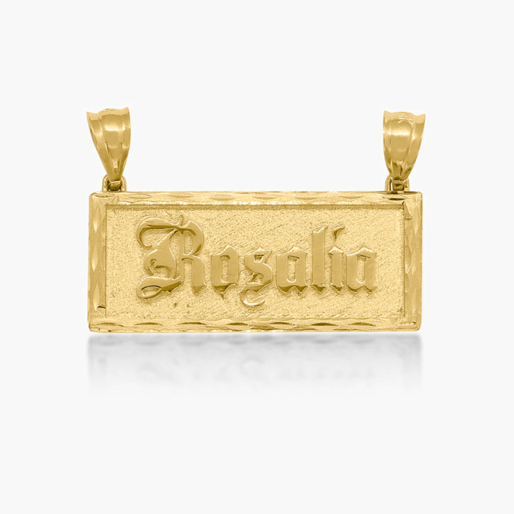 14K YELLOW GOLD DIAMOND CUT OLD ENGLISH NAME PLATE
