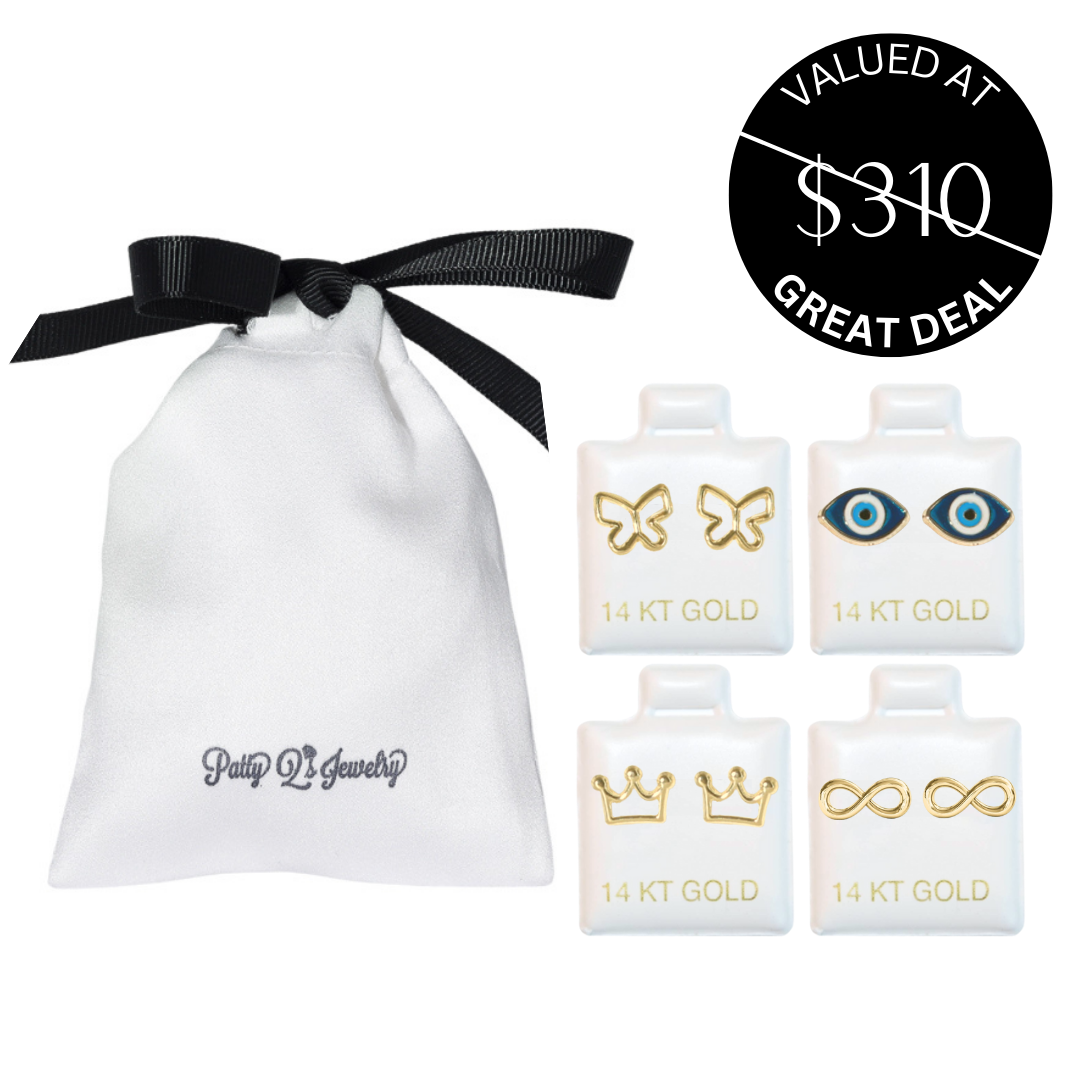 PQJ ICON 14K YELLOW GOLD DELUXE EARRINGS SET