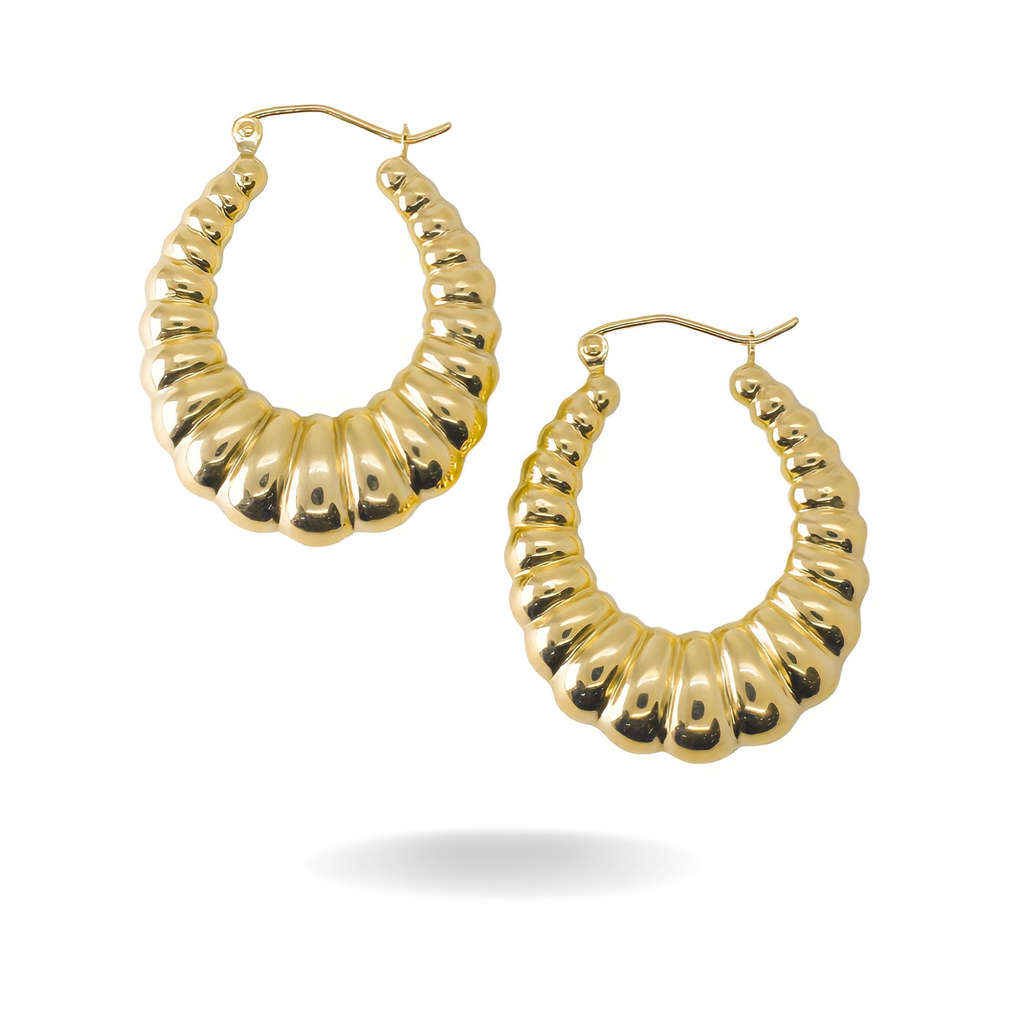 10K YELLOW GOLD OVAL CROISSANT HOOPS