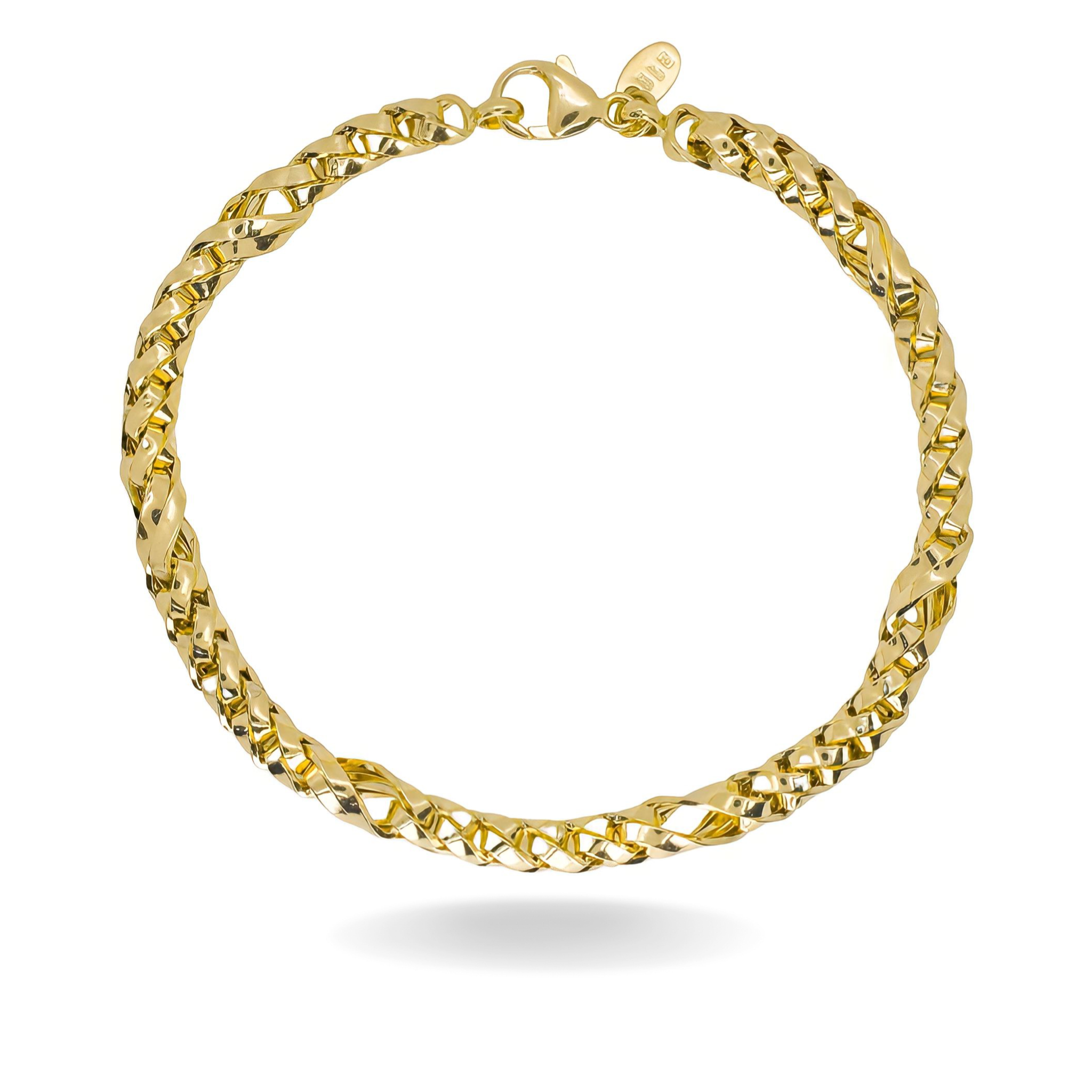 14K YELLOW GOLD WHEAT LINK BRACELET