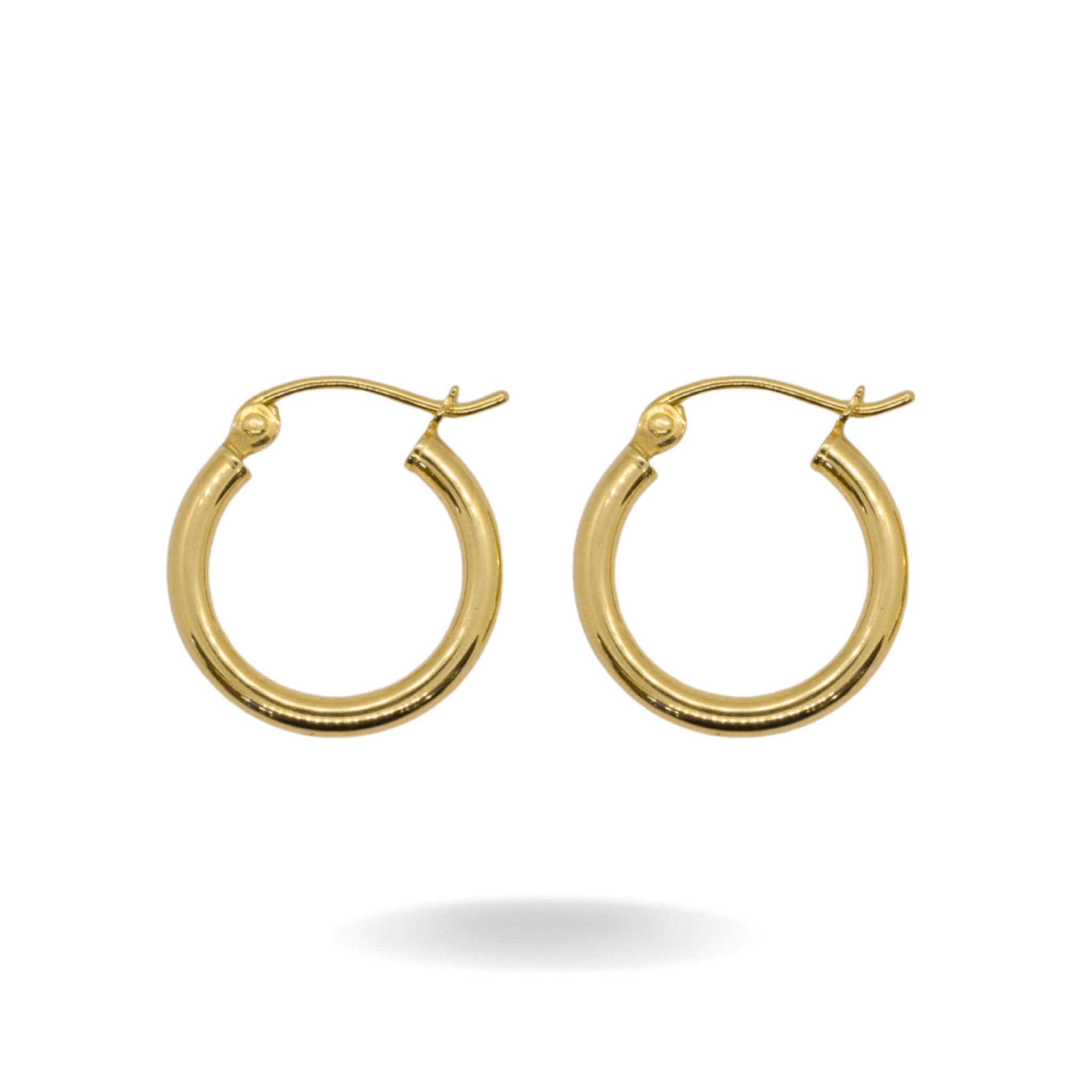 14K YELLOW GOLD PLAIN HOOPS -15MM