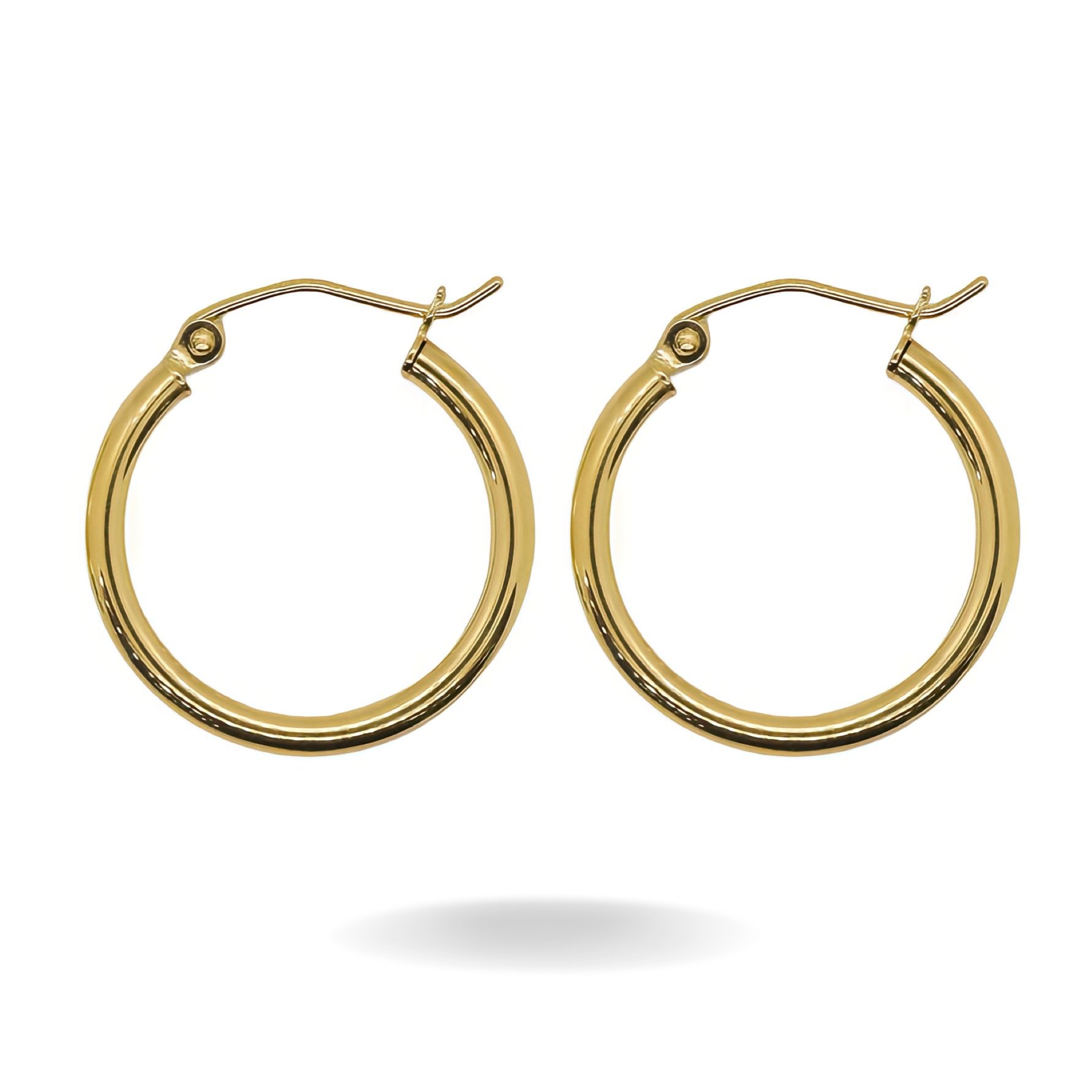 14K YELLOW GOLD PLAIN HOOPS -20MM
