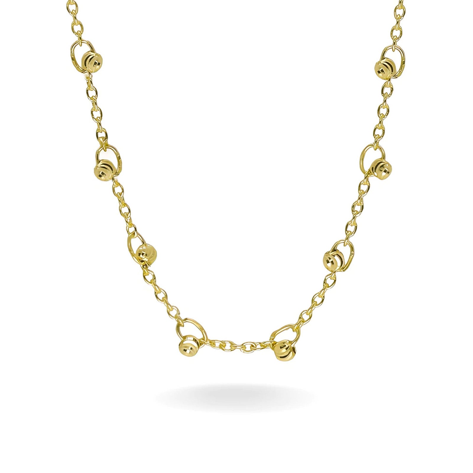 10K YELLOW GOLD MOON-CUT BEADED ROLO CHAIN -2.5MM