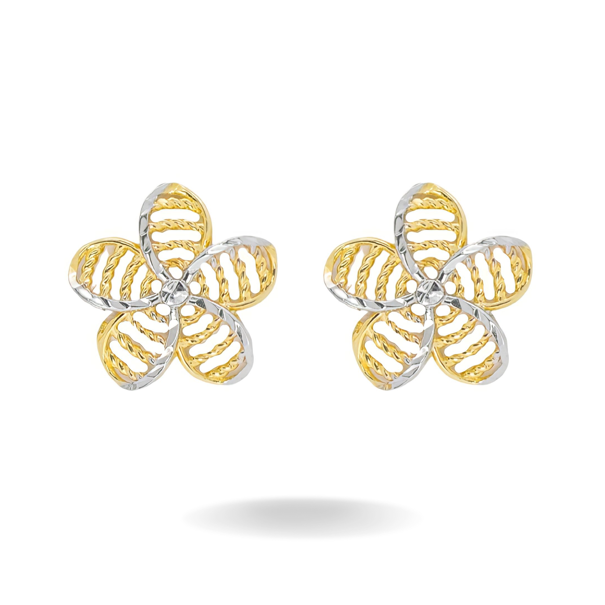 14K YELLOW GOLD HIBISCUS DREAM STUD EARRINGS