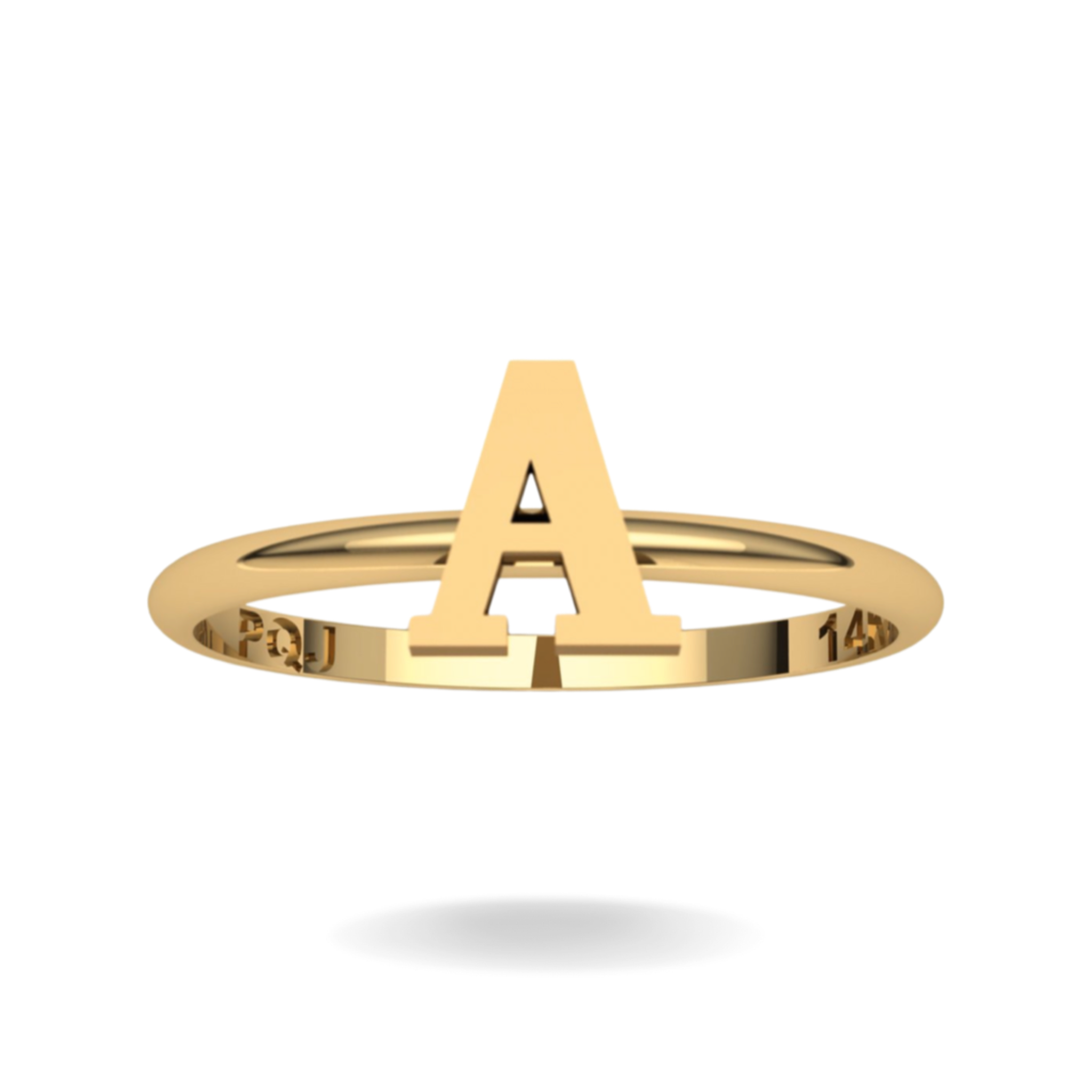 14K YELLOW GOLD BLOCK INITIAL RING