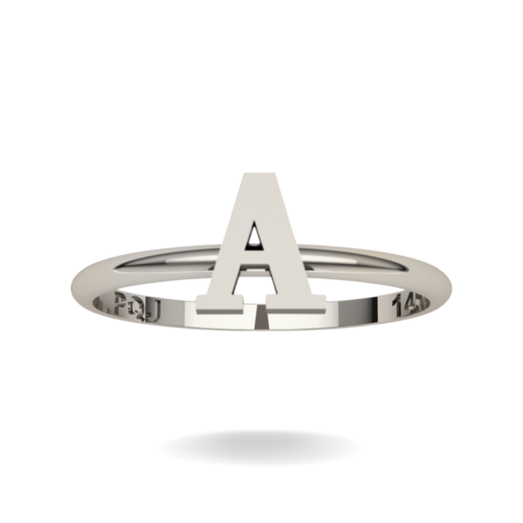 14K WHITE GOLD BLOCK INITIAL RING