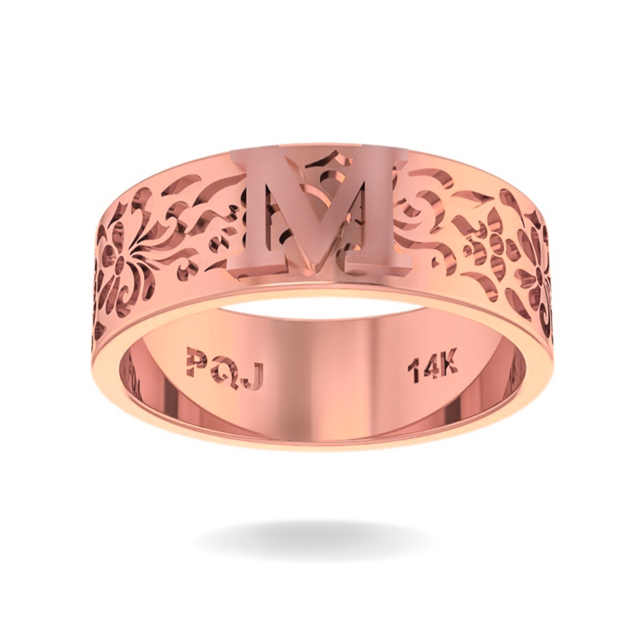 14K ROSE GOLD GRANDIOSE INITIAL FLAT RING
