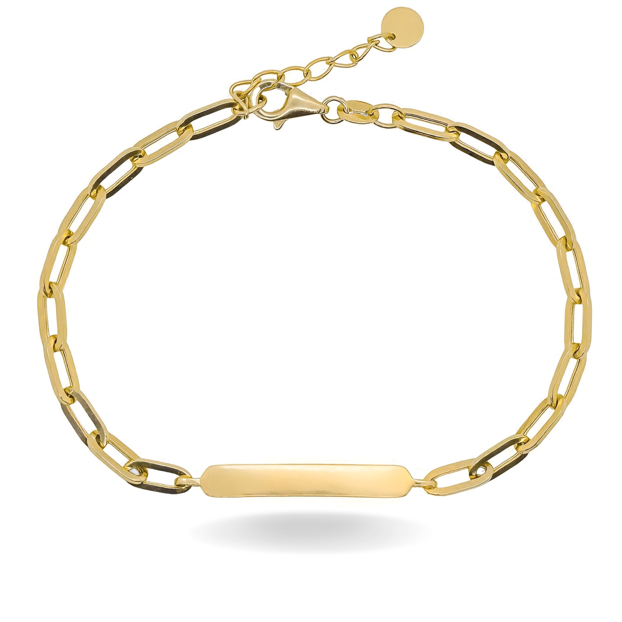 14K YELLOW GOLD PAPERCLIP ID BRACELET