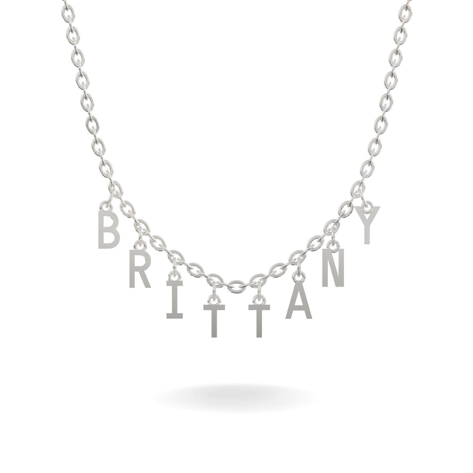 14K WHITE GOLD SERIF DROP LETTERS NAME NECKLACE