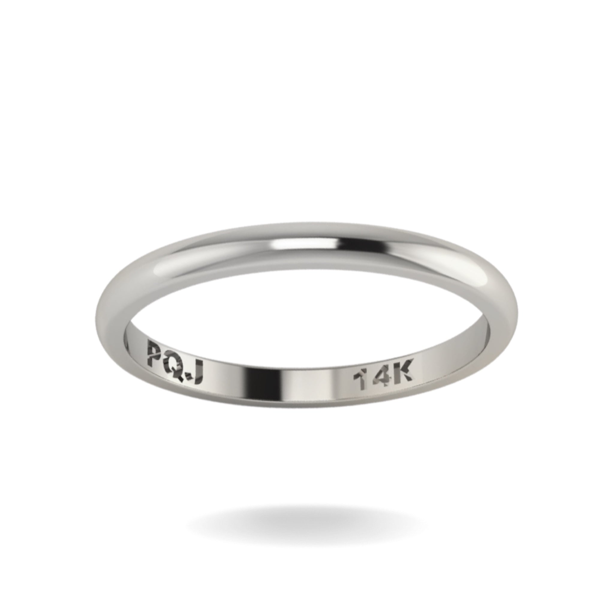 14K WHITE GOLD THIN BAND RING -2MM