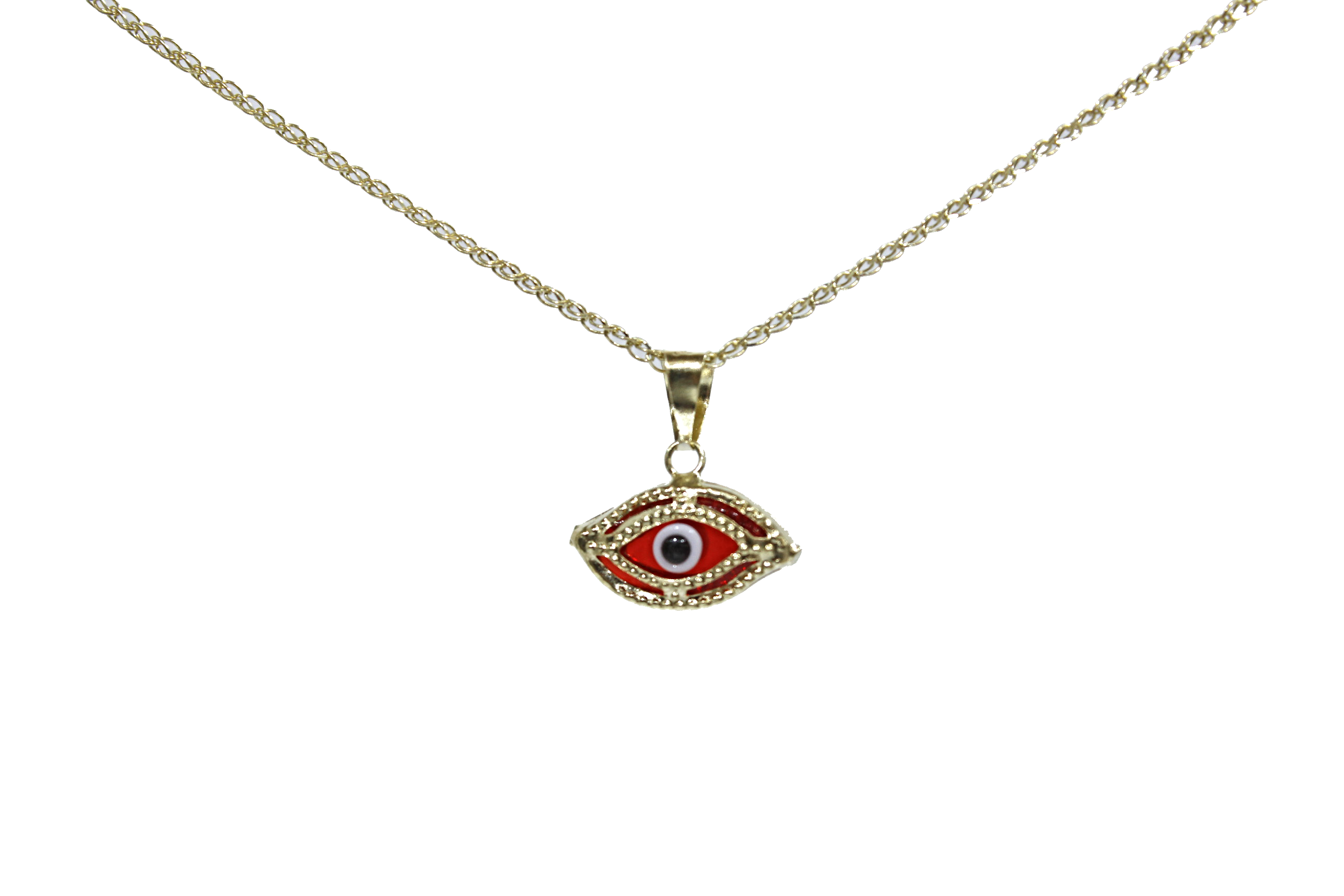 14K YELLOW GOLD RED EYE PENDANT