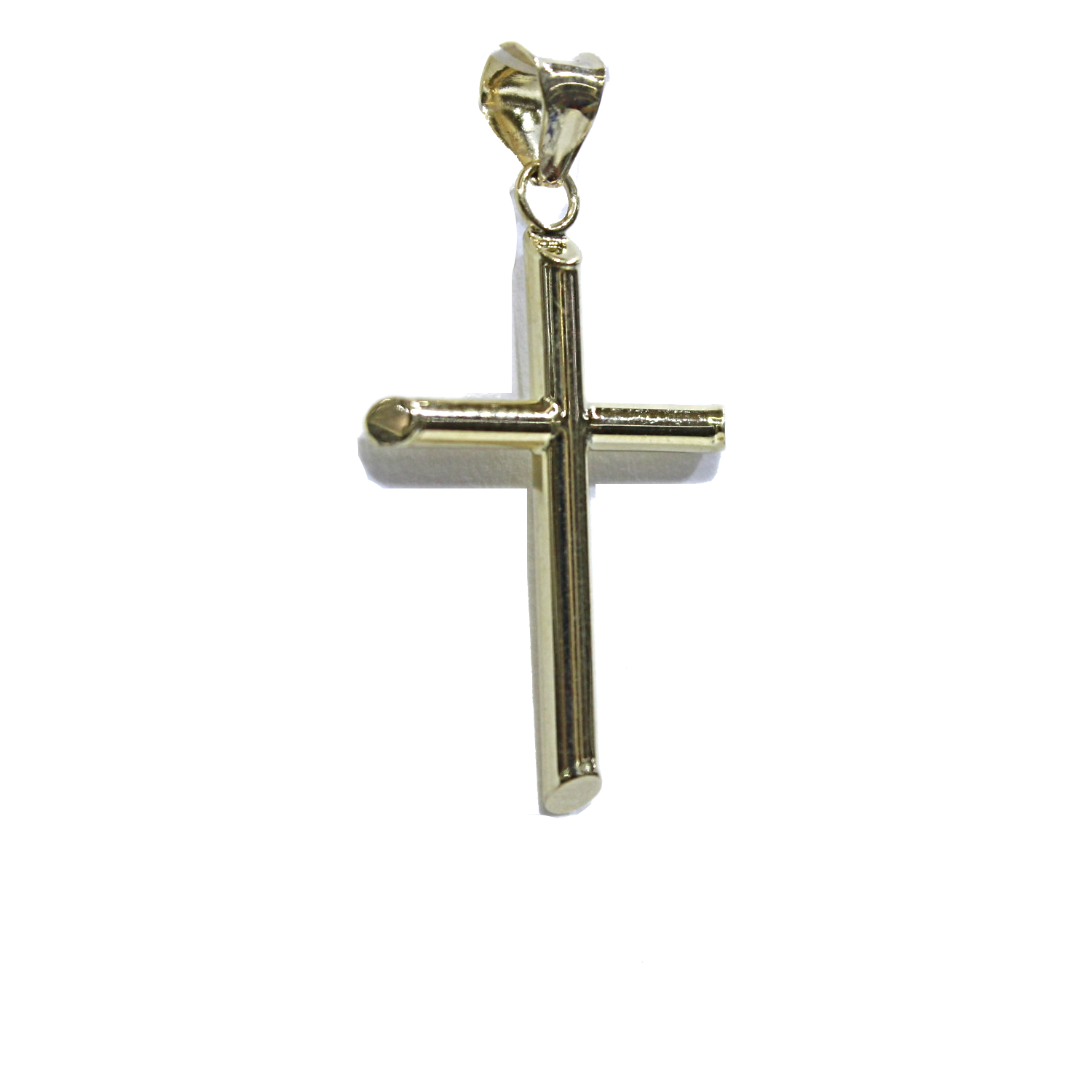 14K YELLOW GOLD TUBE CROSS -SMALL