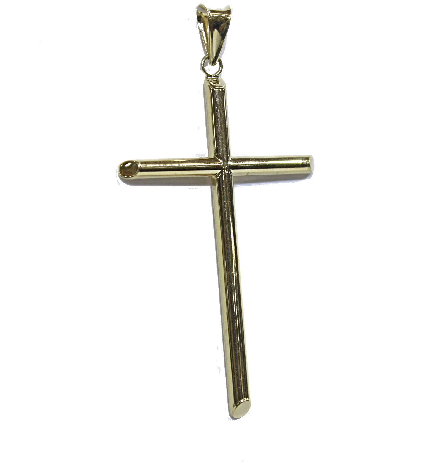 14K YELLOW GOLD TUBE CROSS -LARGE