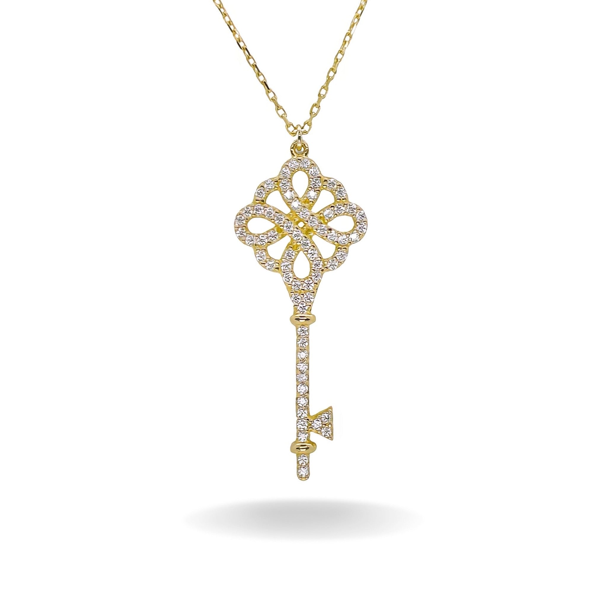 14K YELLOW GOLD PAVE OPULENT KEY NECKLACE