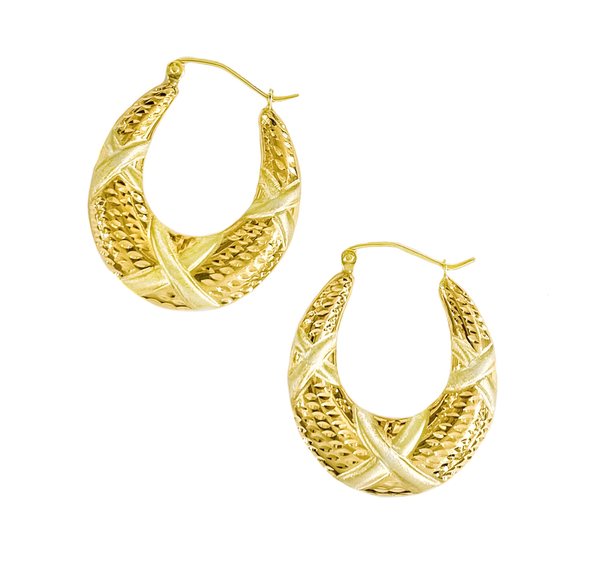 10K YELLOW GOLD DIAMOND CUT XXX HOOPS