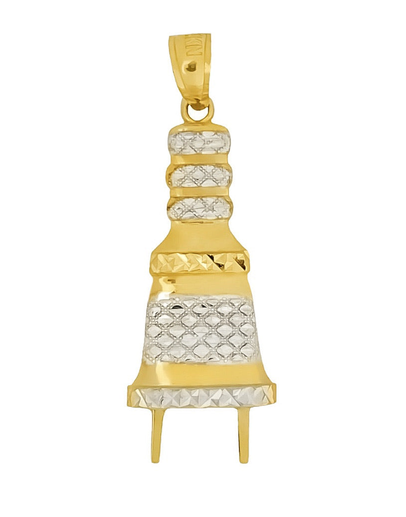 14K YELLOW GOLD PLUG PENDANT -TWO TONED