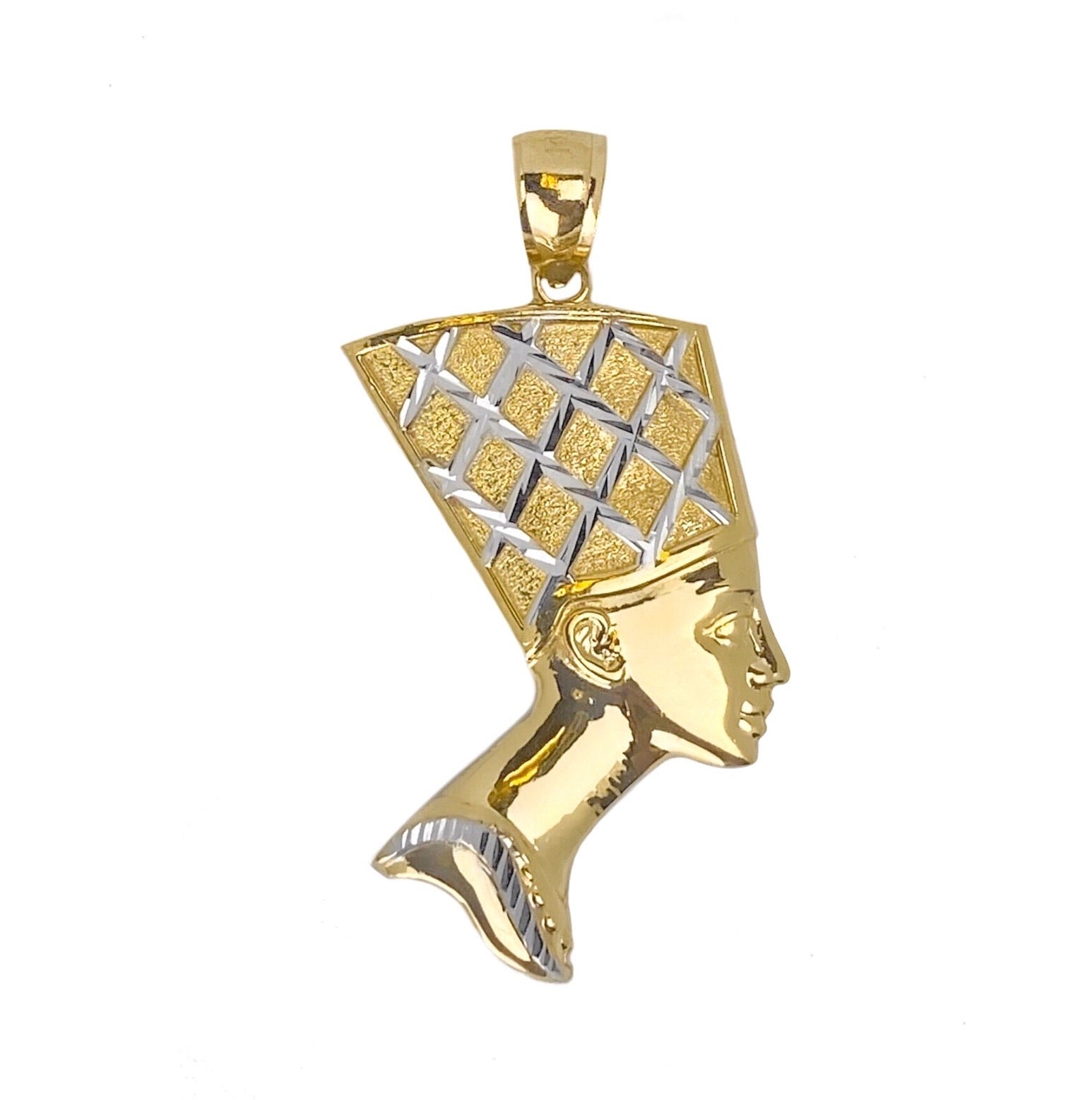 14K YELLOW GOLD DIAMOND CUT NEFERTITI PENDANT