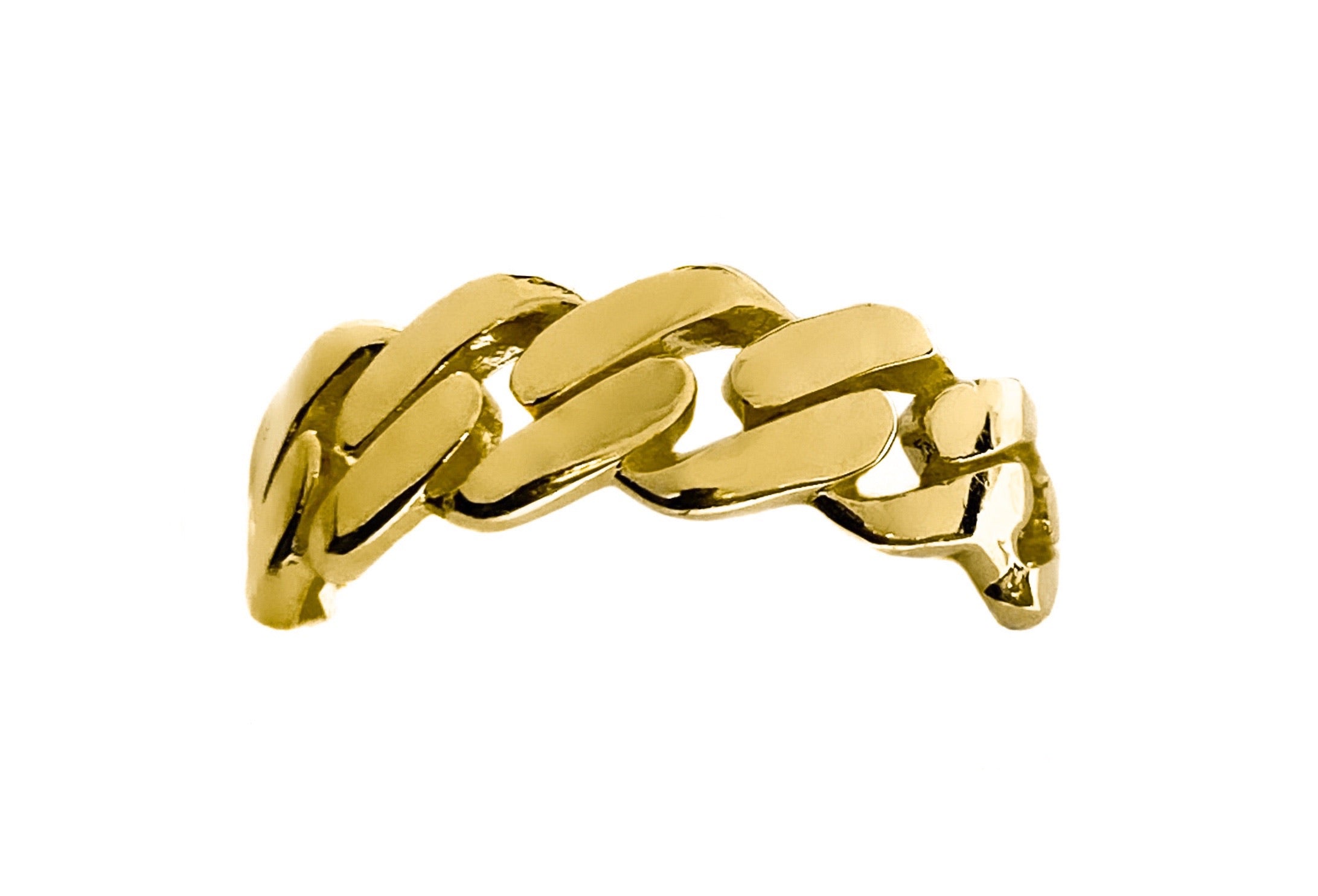 14K YELLOW GOLD FLAT CUBAN LINK RING -8MM