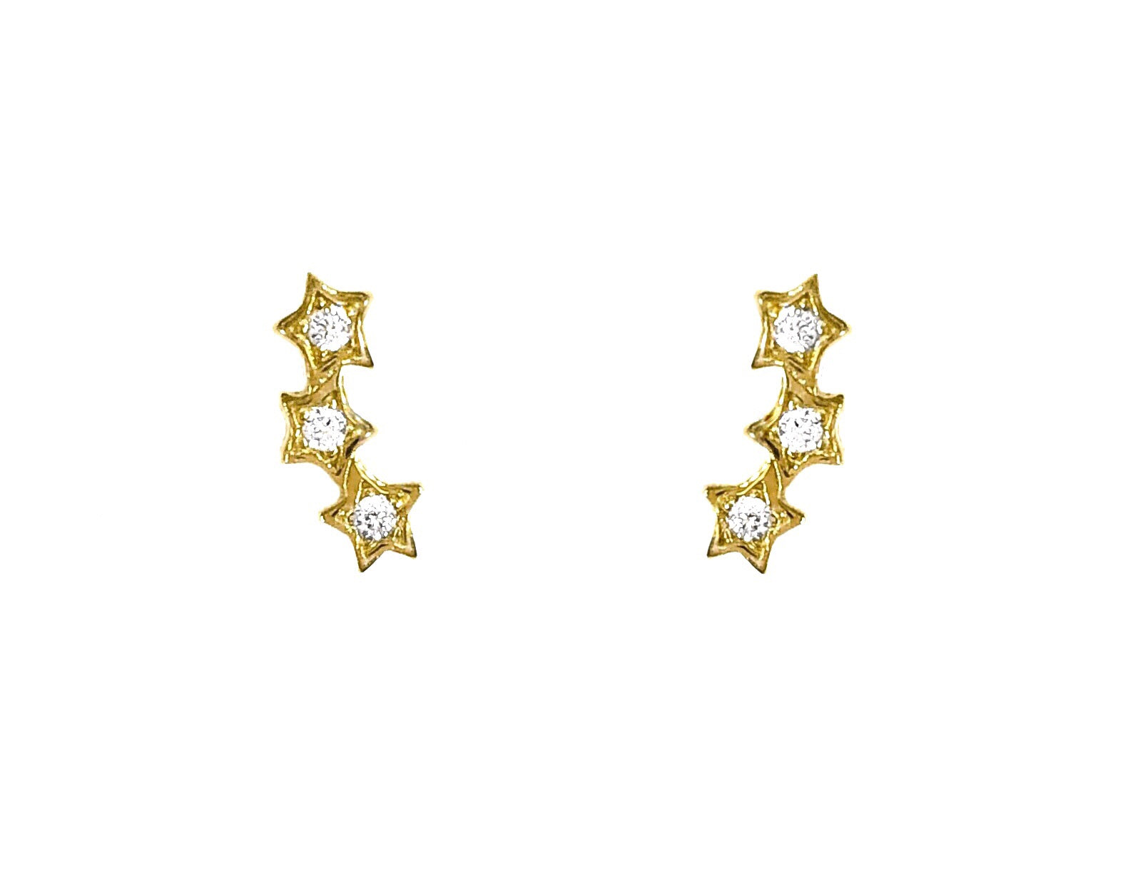 14K YELLOW GOLD MINI STAR EAR CRAWLER EARRINGS