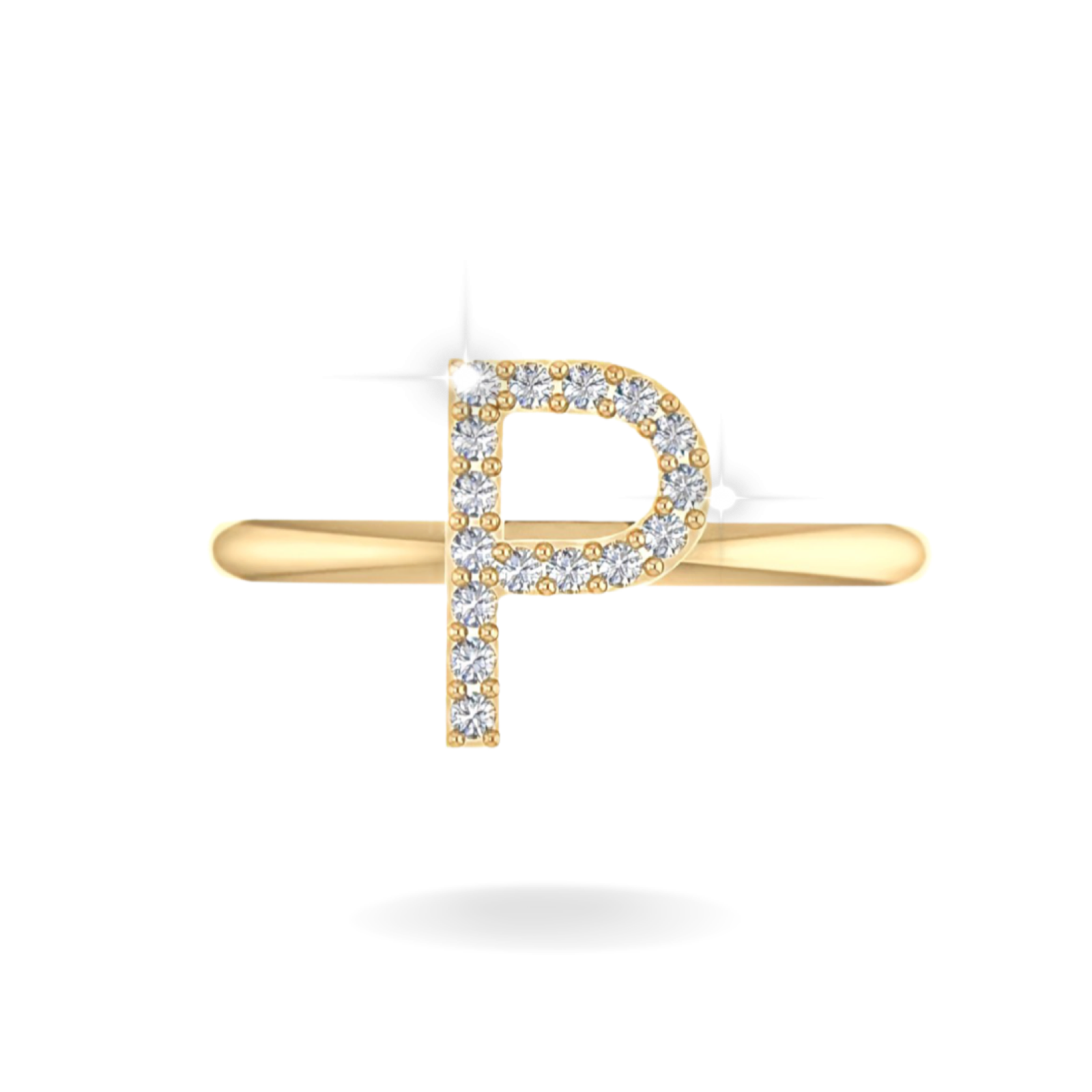 14K YELLOW GOLD DIAMOND INITIAL RING
