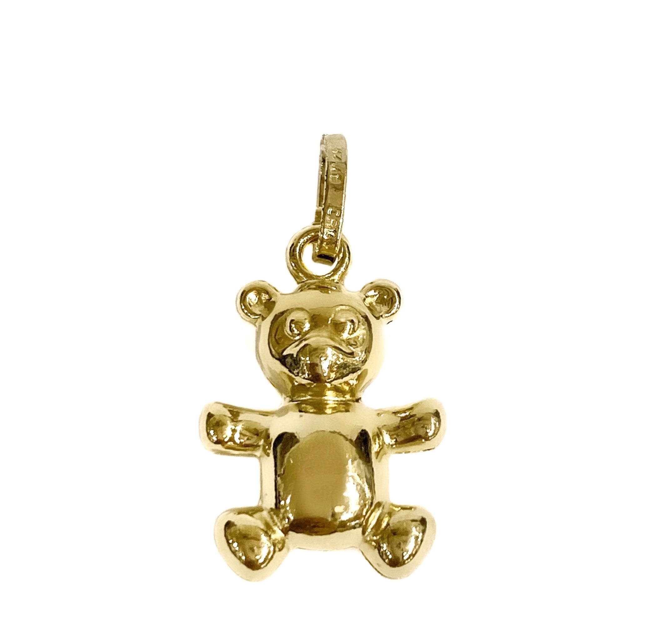 14K YELLOW GOLD 3D TEDDY BEAR PENDANT