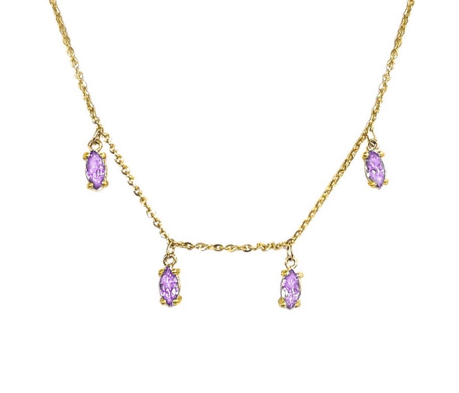 14K YELLOW GOLD CANDY RAIN NECKLACE -TANZANITE