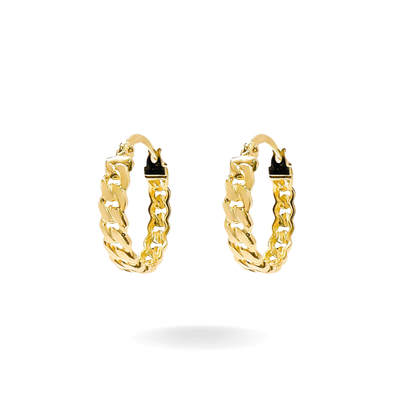 14K YELLOW GOLD MIAMI CUBAN LINK DAINTY HOOPS