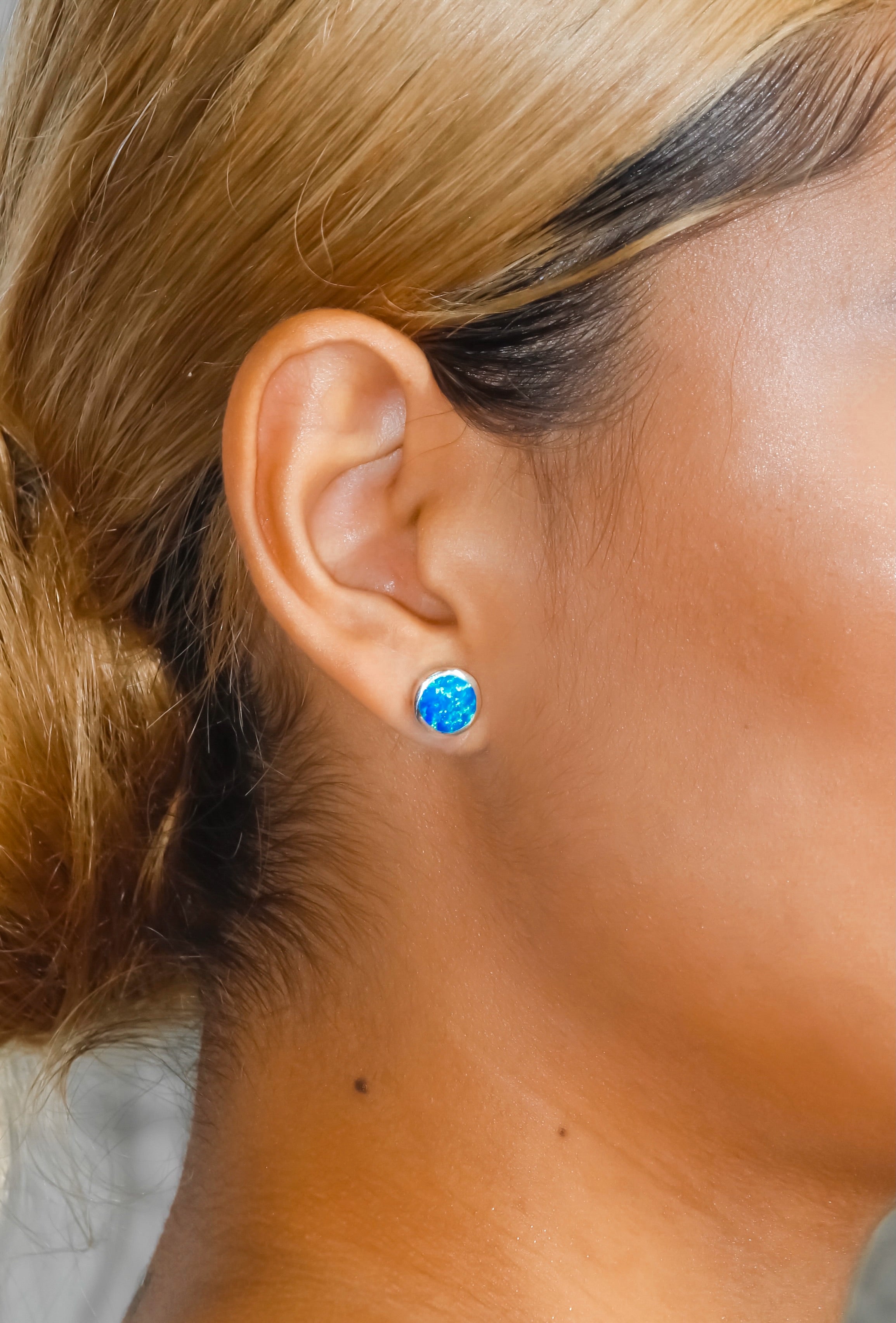 925 SILVER BLUE OPAL STONE EARRINGS