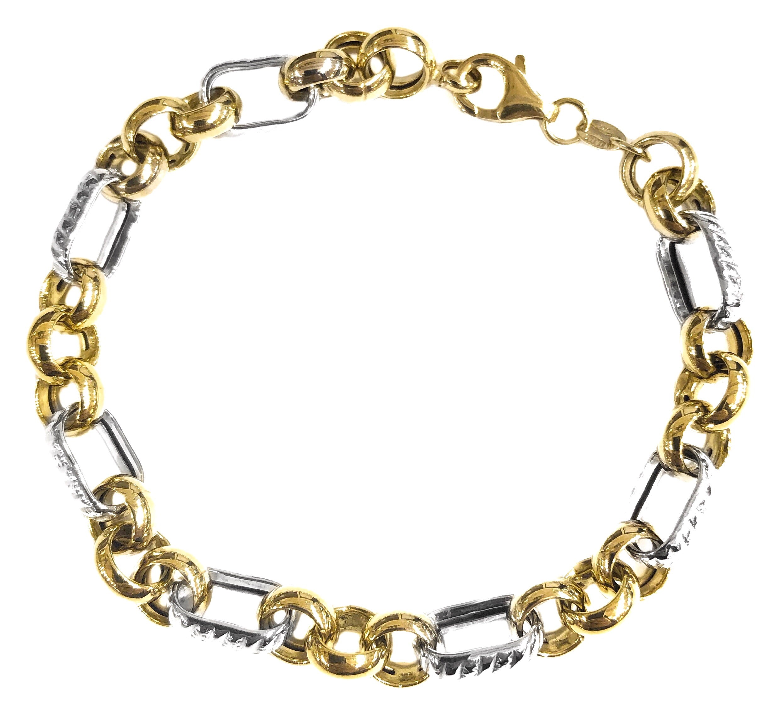 14K MULTI LINKS TWO TONED BRACELET