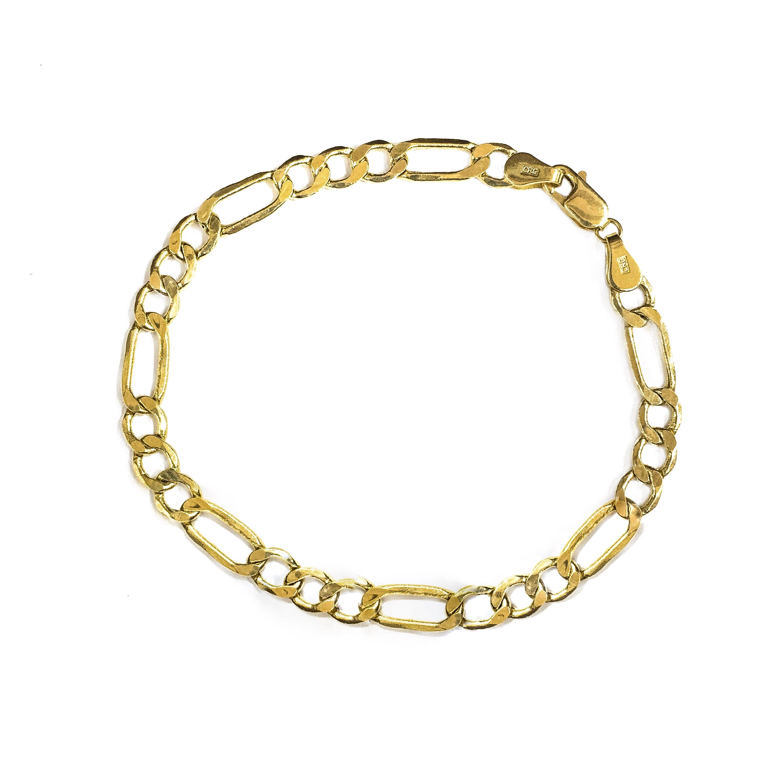 14K YELLOW GOLD FIGARO BRACELET 4MM