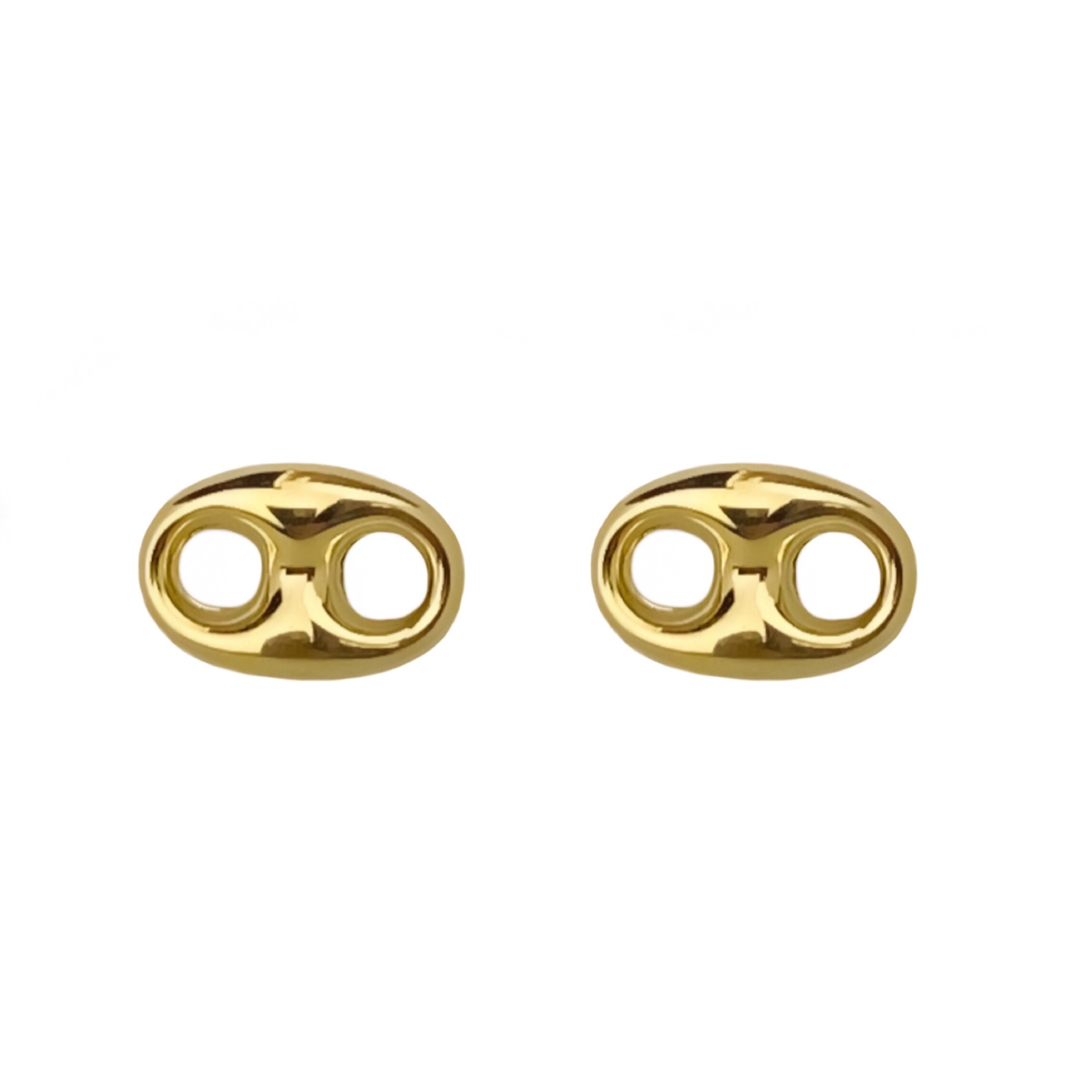 10K YELLOW GOLD MARINER PUFF LINK EARRINGS