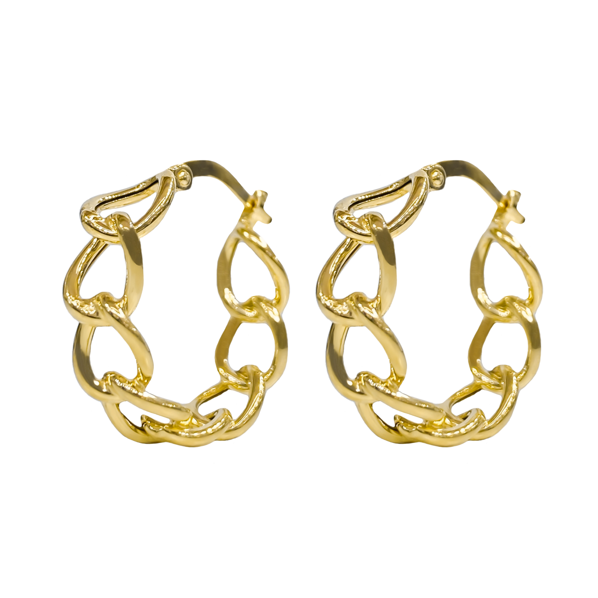 10K YELLOW GOLD LINK HOOP EARRINGS