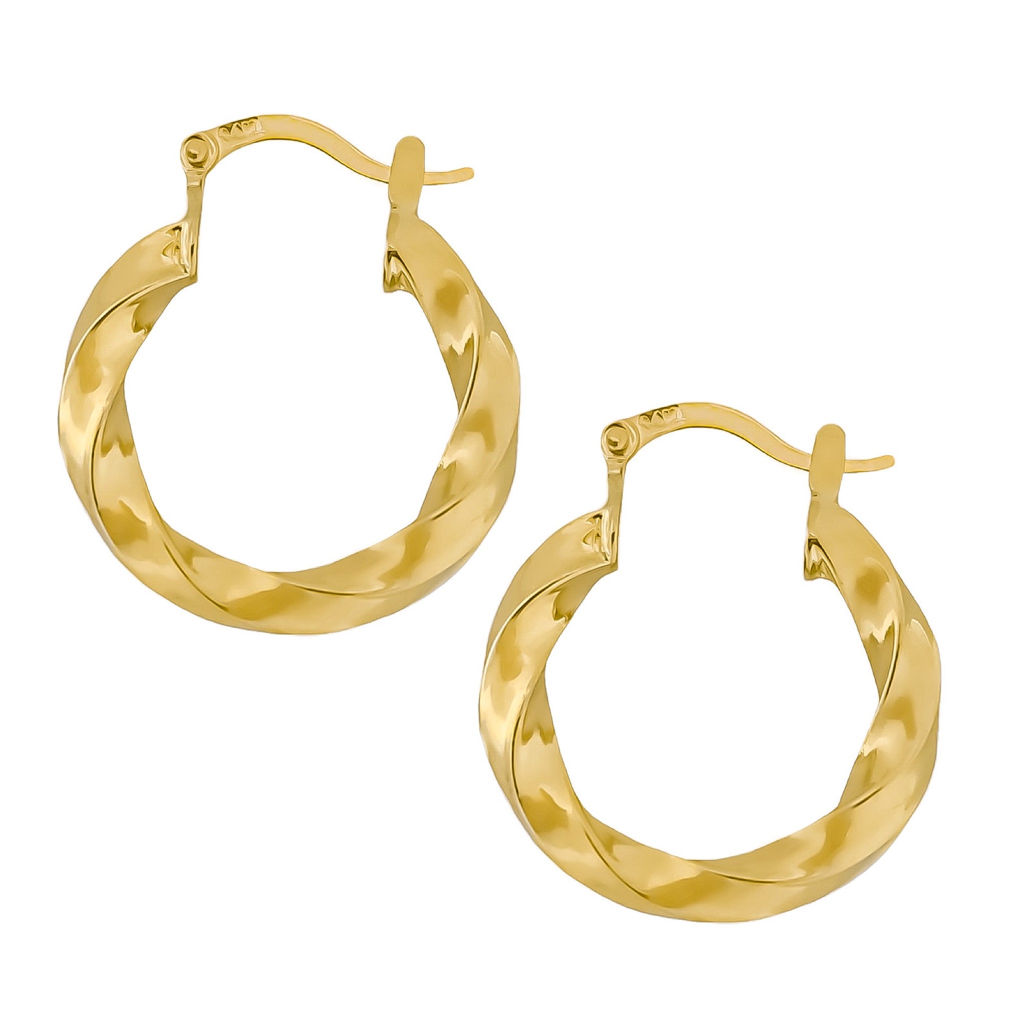 14K YELLOW GOLD TWIST HOOPS