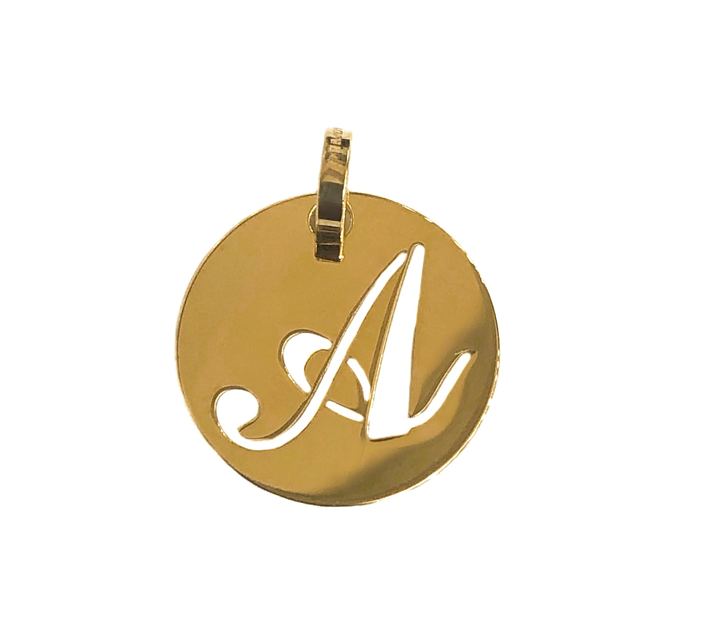 14K YELLOW GOLD MONOGRAM INITIAL DISC PENDANT