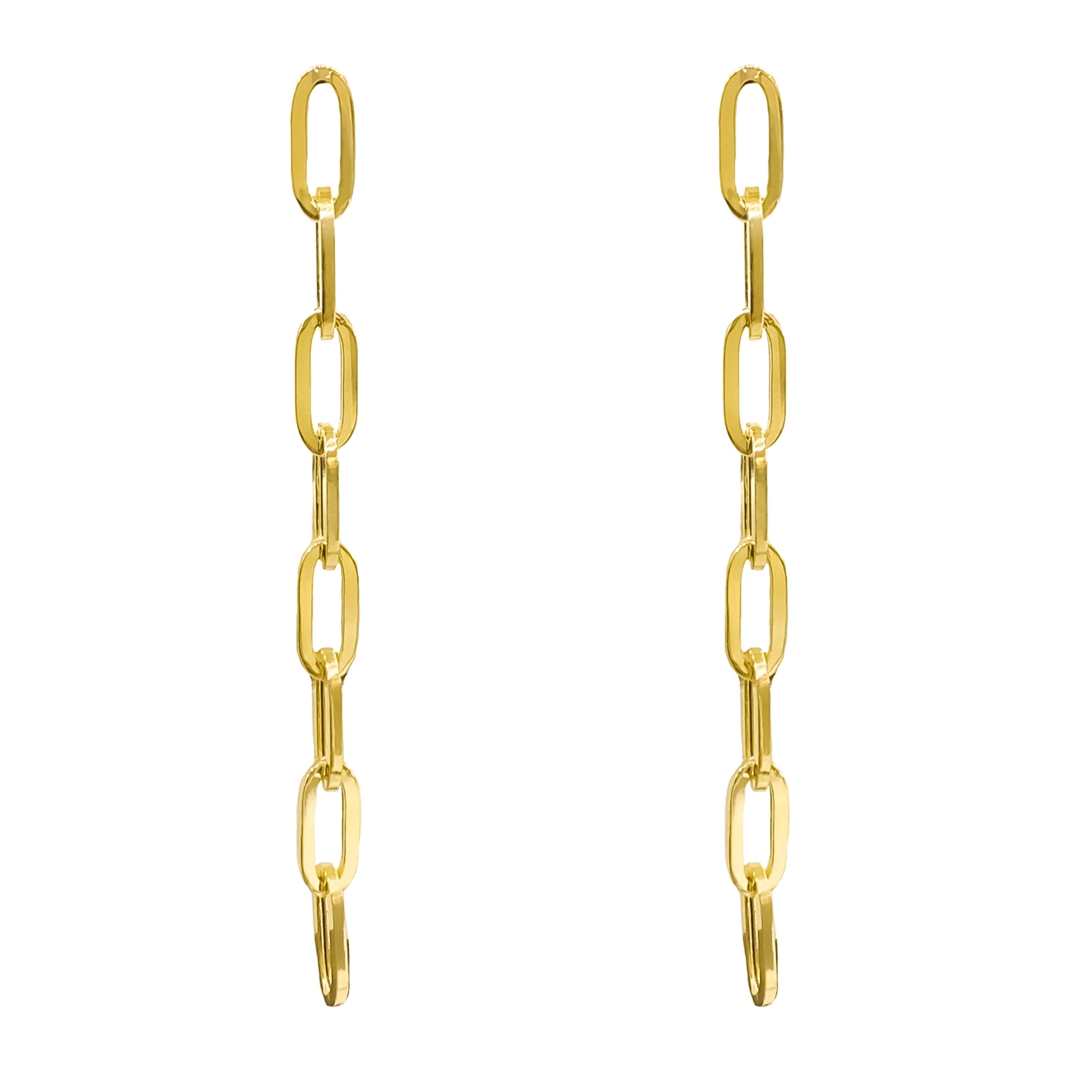 14K YELLOW GOLD PAPERCLIP DROP EARRINGS