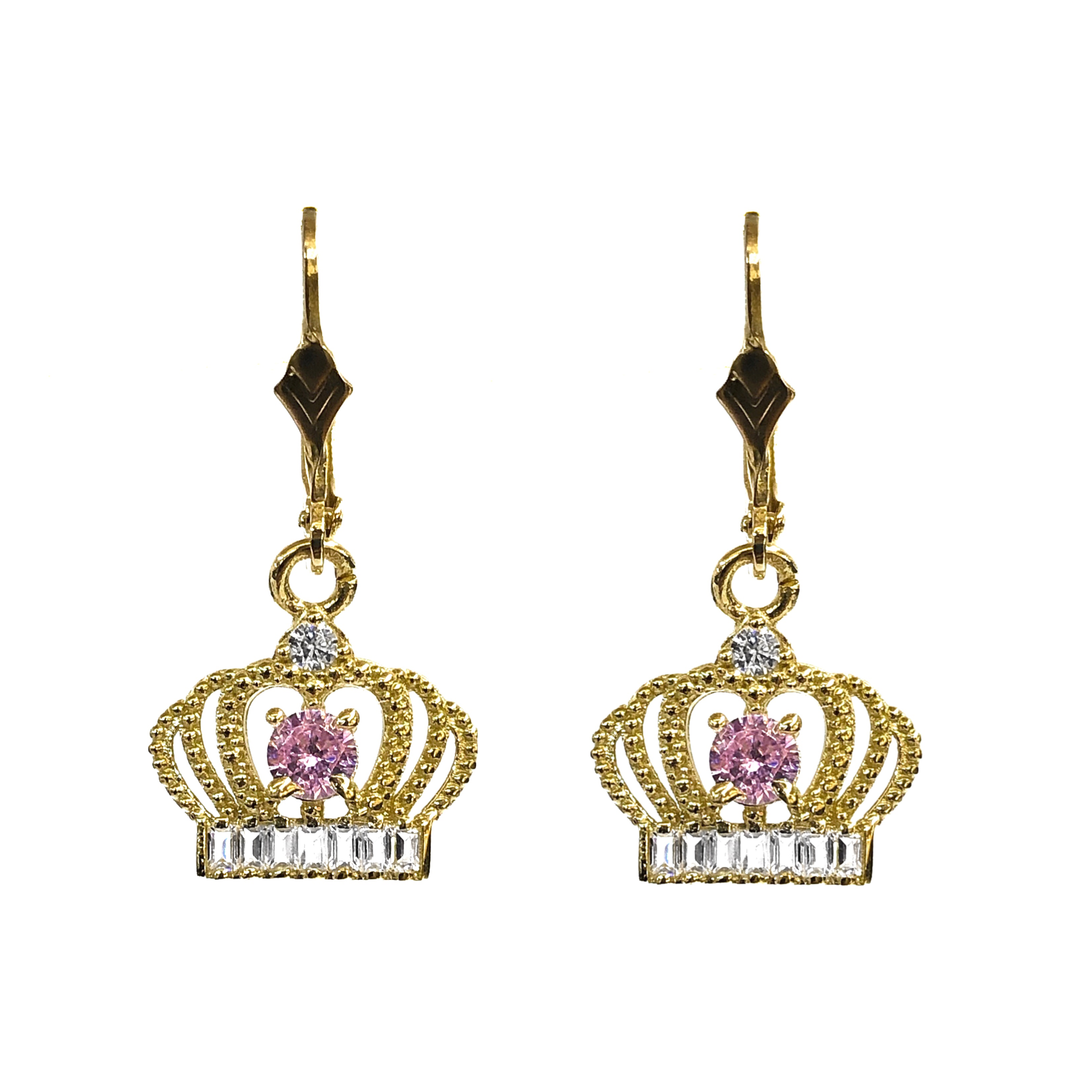 14K YELLOW GOLD ROYALTY BAGUETTE DROP EARRINGS
