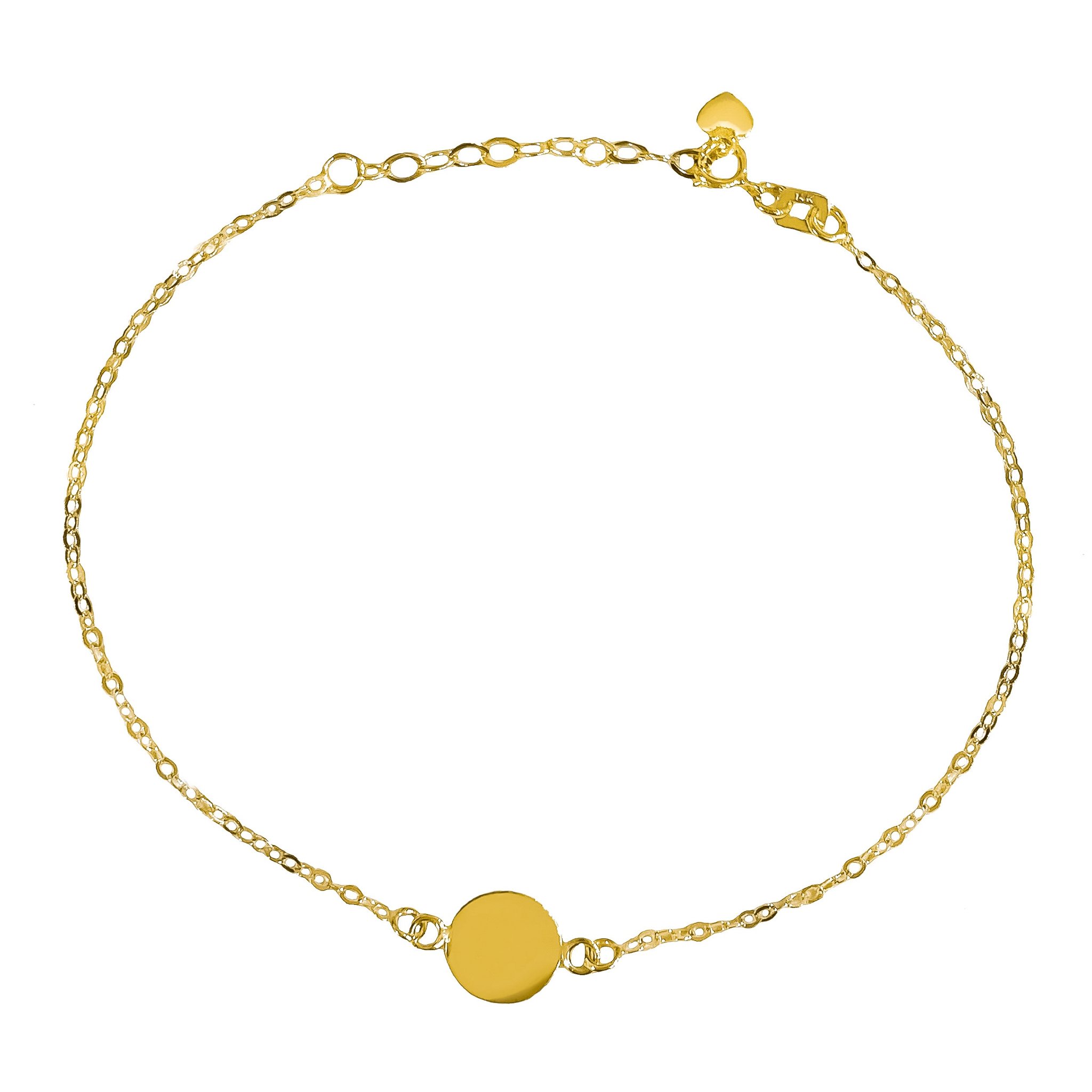 14K YELLOW GOLD DISC BRACELET -ENGRAVED