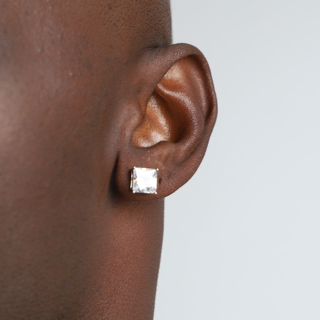 925 SILVER SQUARE CZ STUD EARRINGS