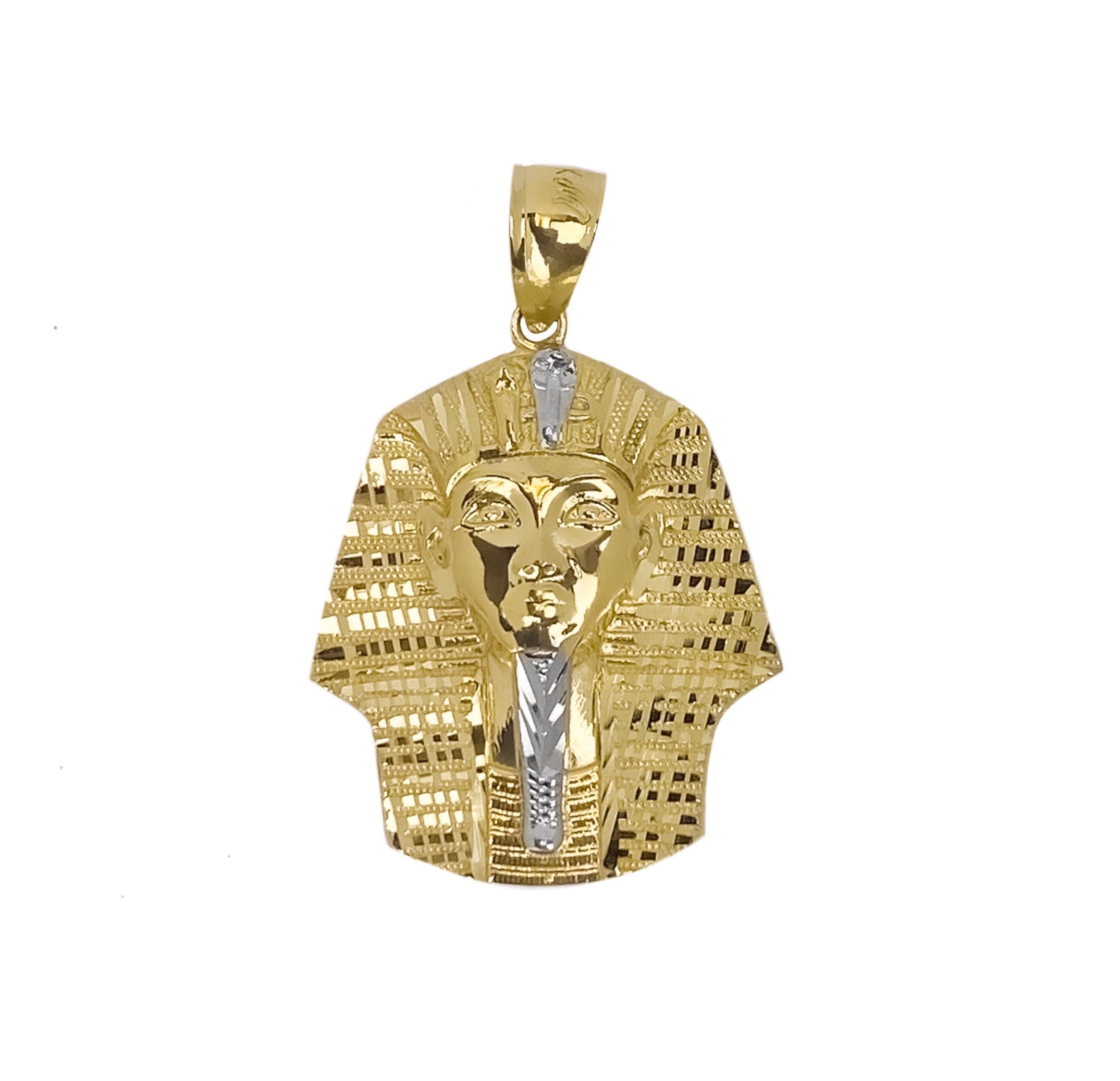 14K YELLOW GOLD DIAMOND CUT PHARAOH PENDANT