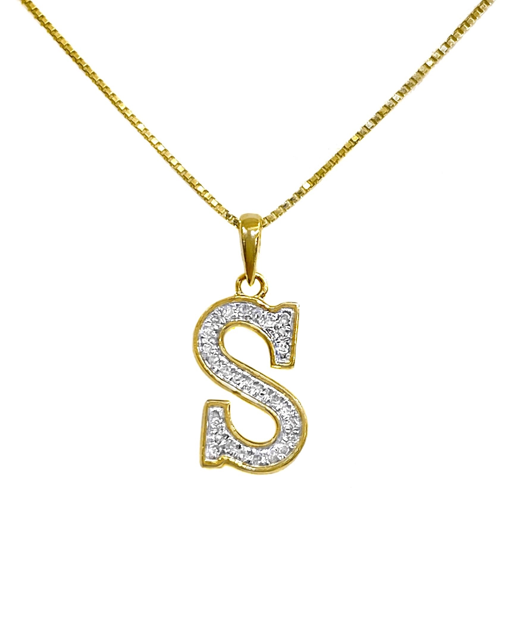 14K YELLOW GOLD DIAMOND BEZEL INITIAL NECKLACE SET