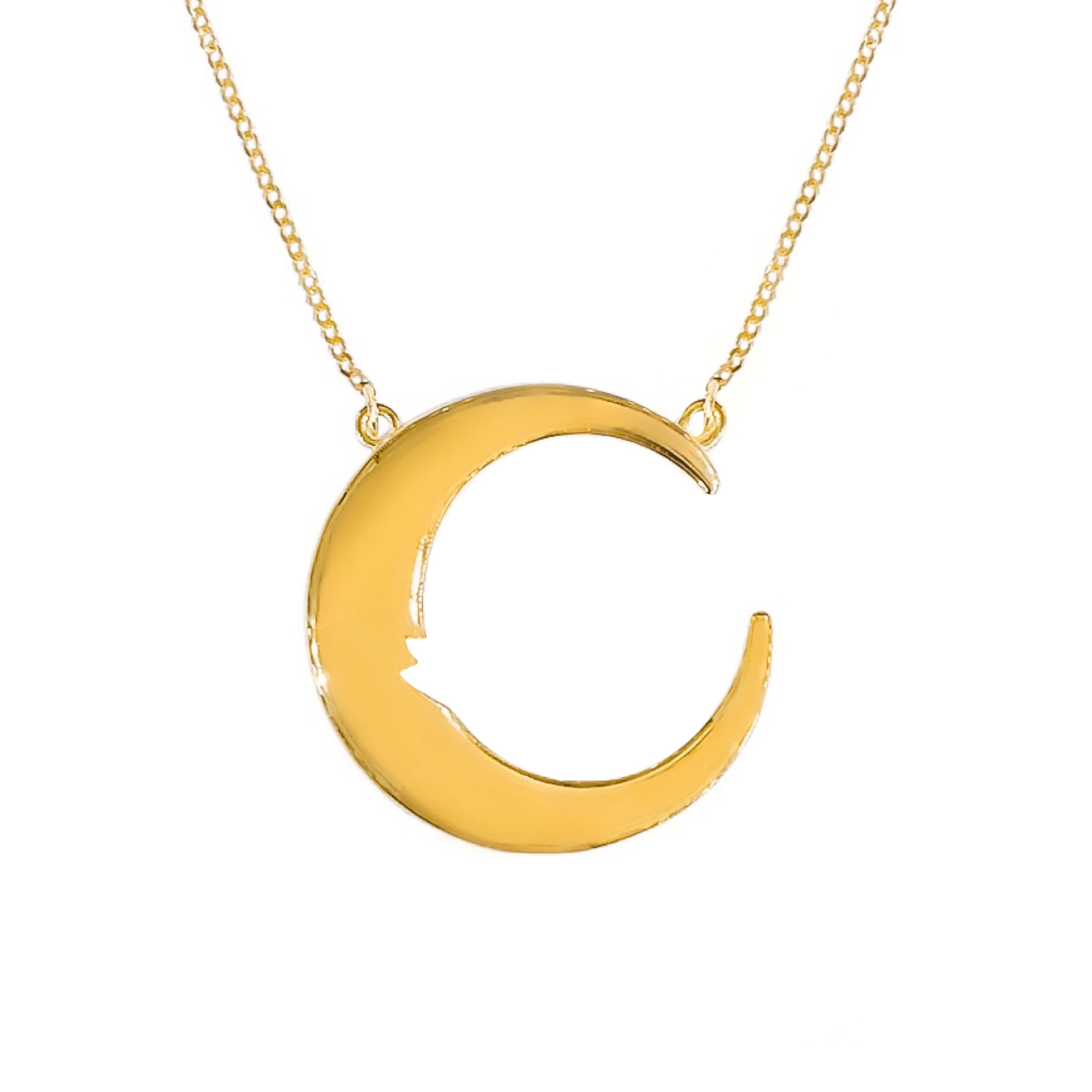14K YELLOW GOLD SILHOUETTE CRESCENT MOON NECKLACE