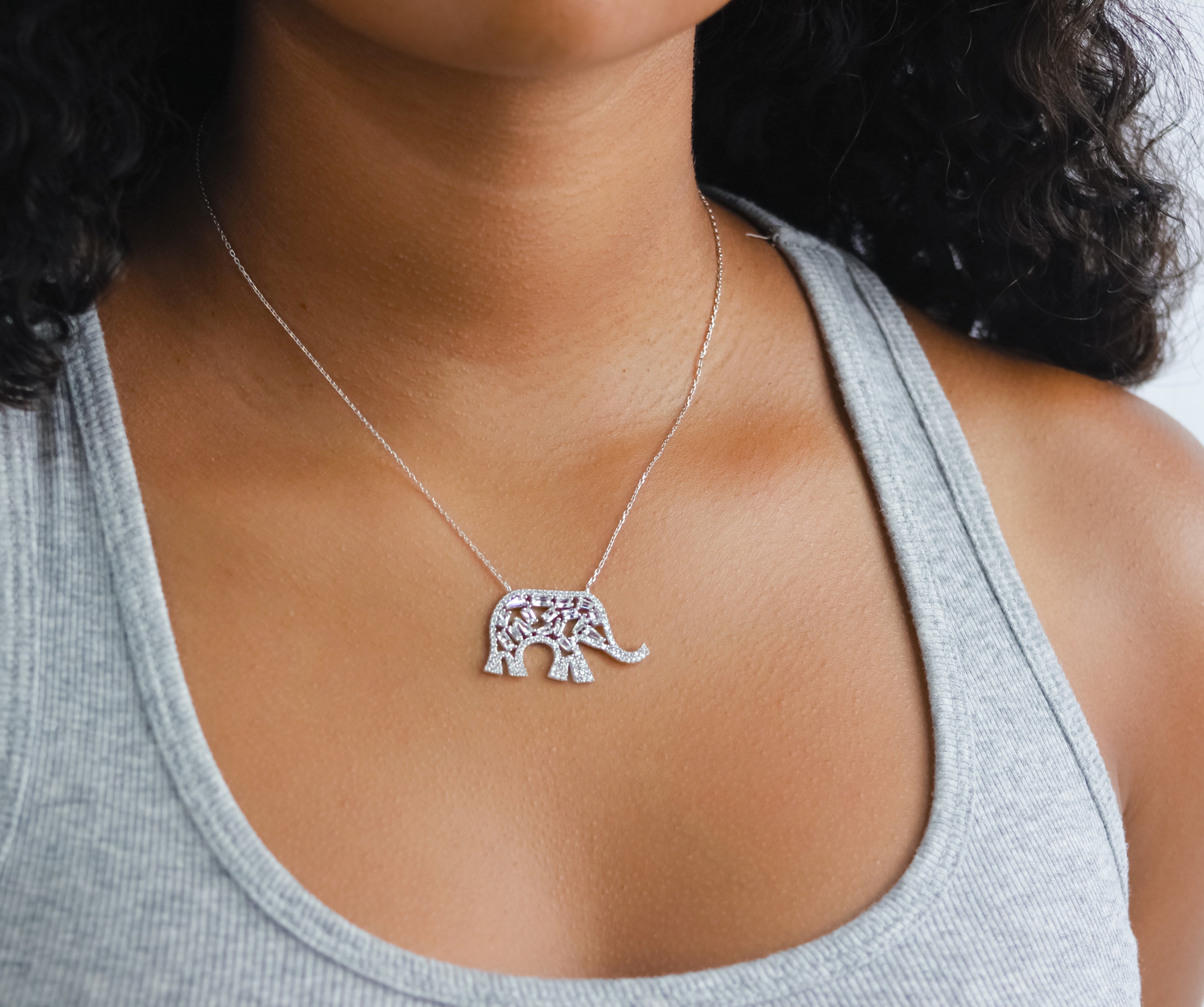 925 SILVER PAVE ELEPHANT NECKLACE