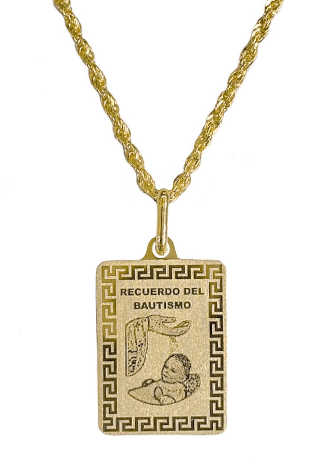 14K YELLOW GOLD RECUERDO DEL BAUTISMO NECKLACE
