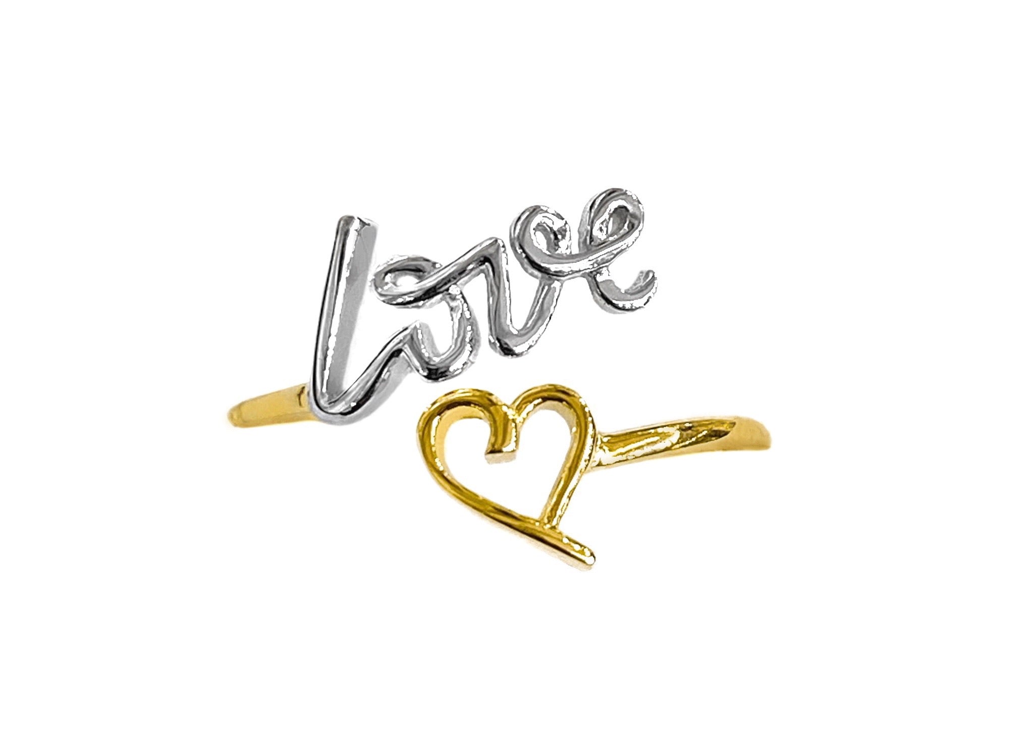 14K YELLOW GOLD SCRIPT DEAR LOVE WRAP AROUND RING
