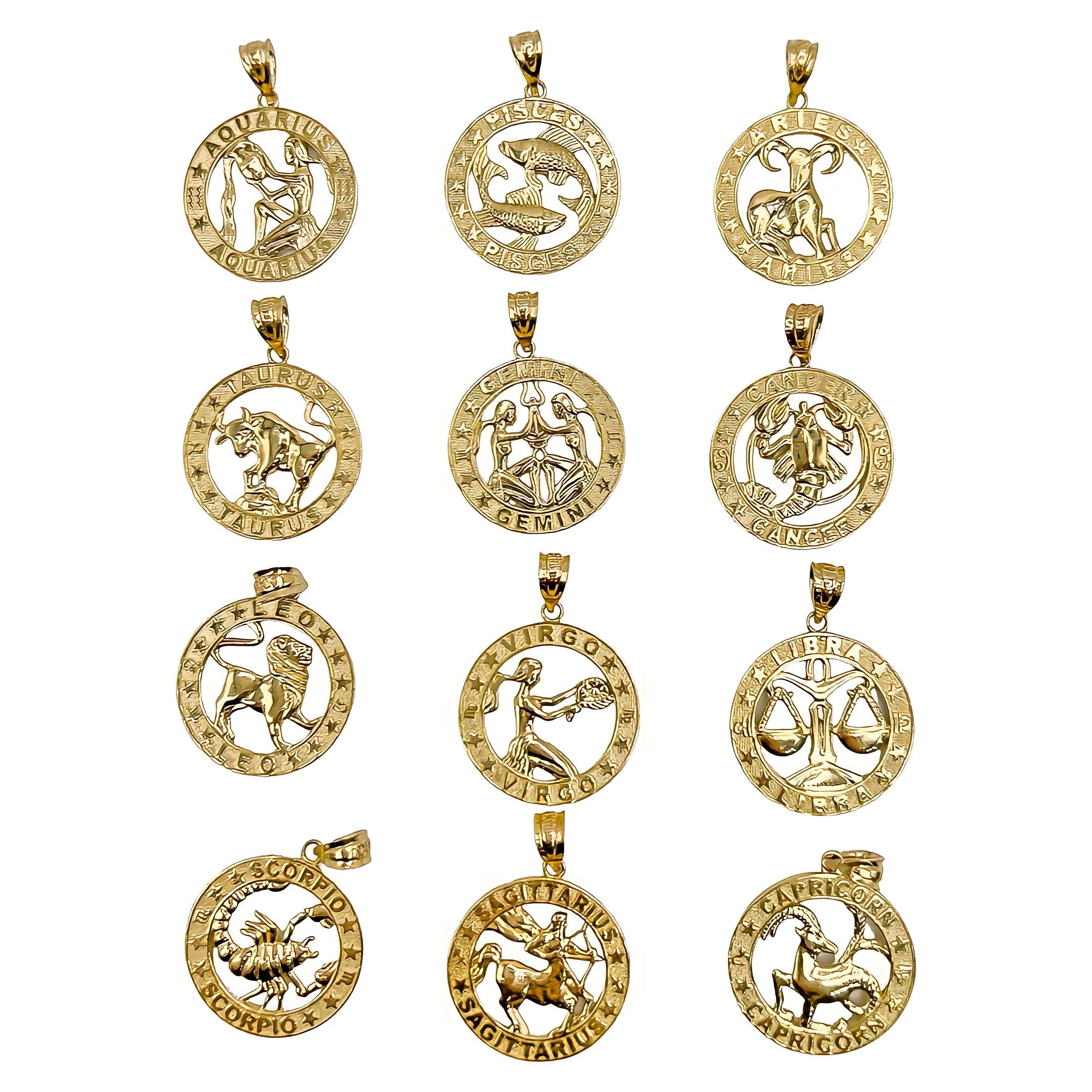 14K YELLOW GOLD ZODIAC MEDALLION NECKLACE