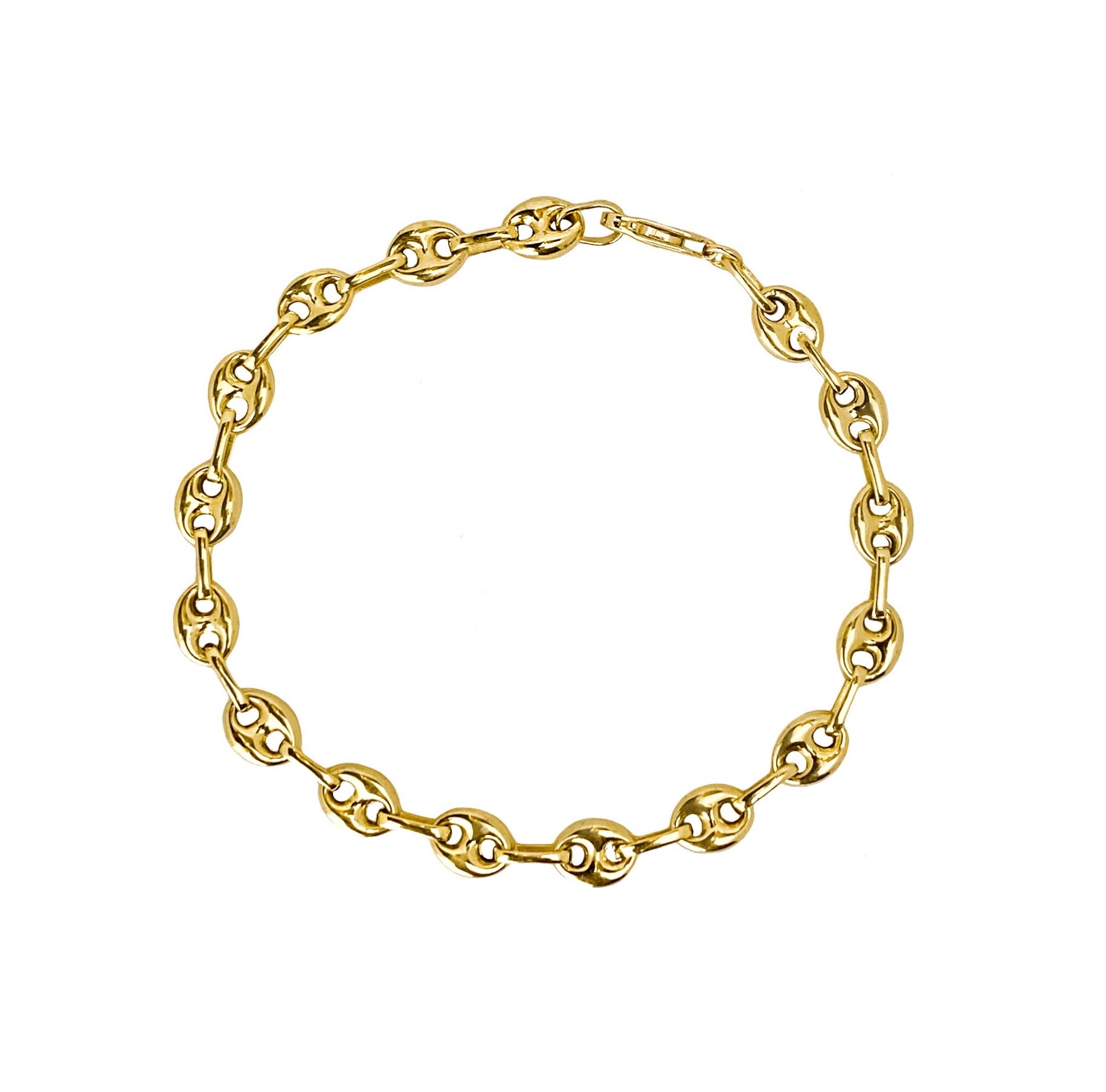 14K YELLOW GOLD MARINER PUFF BABY BRACELET -6 MM