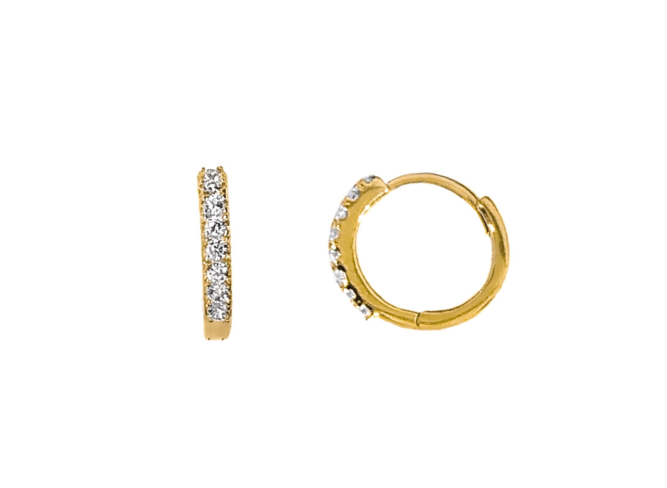 14K YELLOW GOLD PAVE MINI HUGGIES