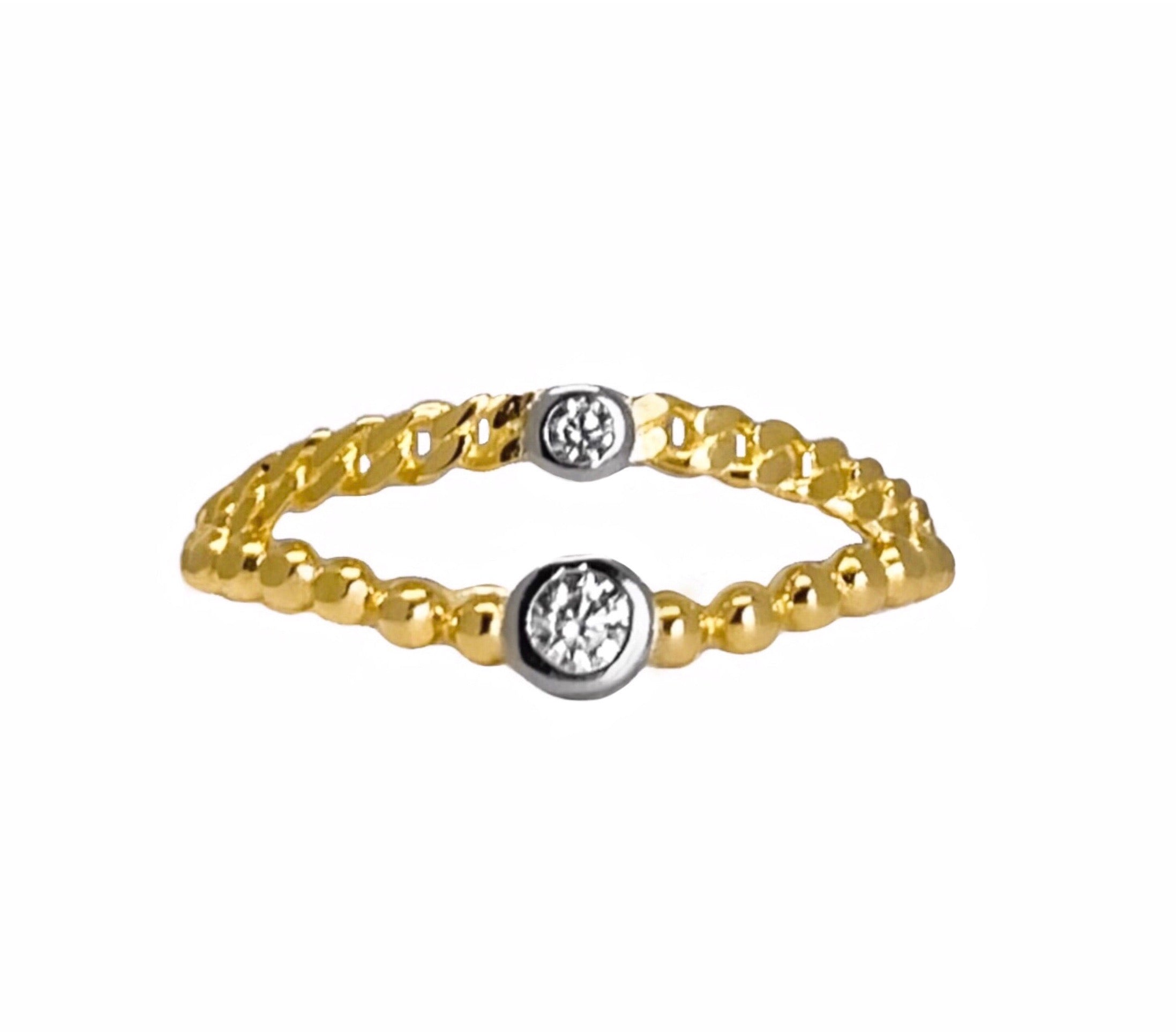 14K YELLOW GOLD DOUBLE HALO RING