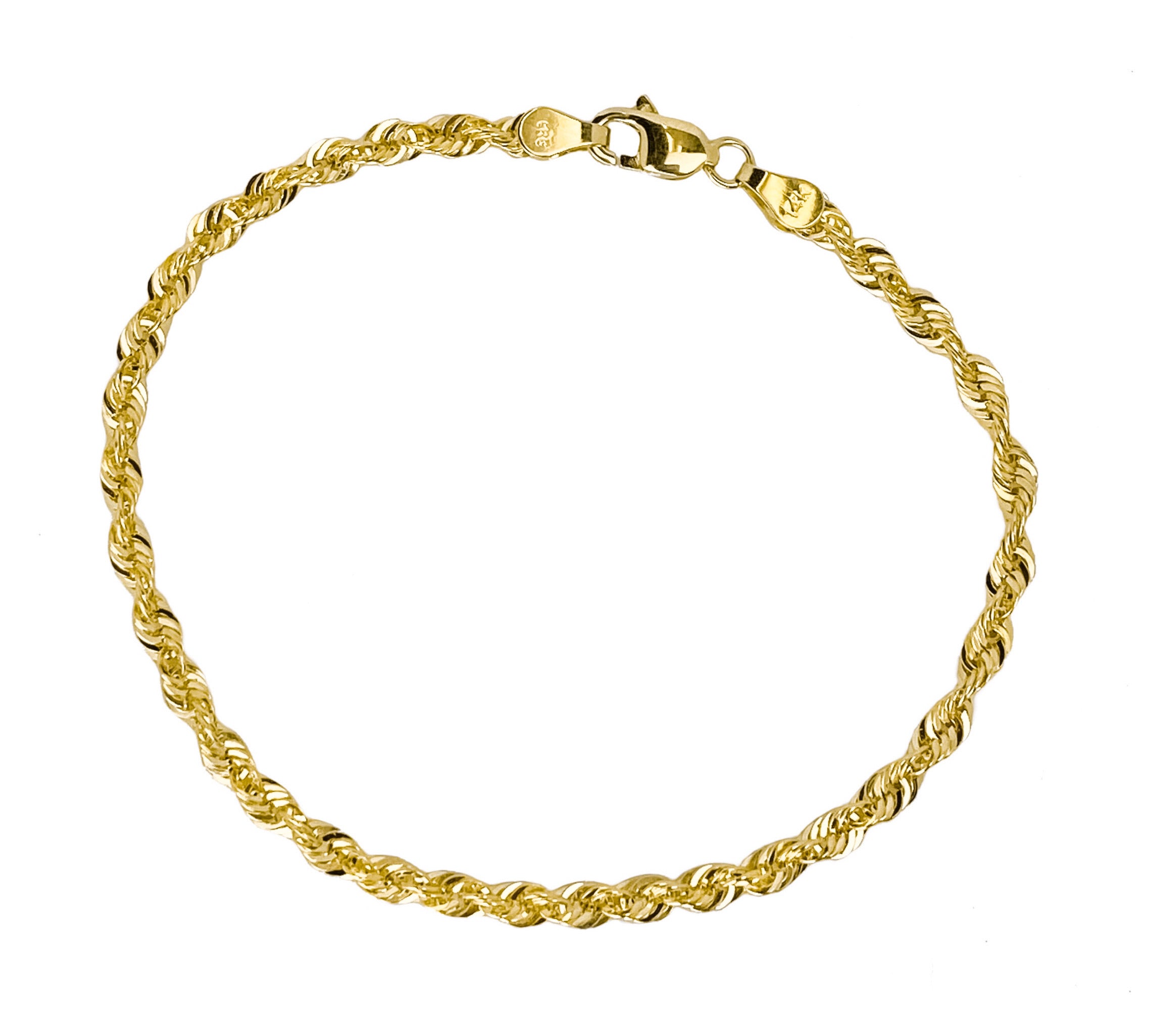 14K YELLOW GOLD ROPE BRACELET -3MM