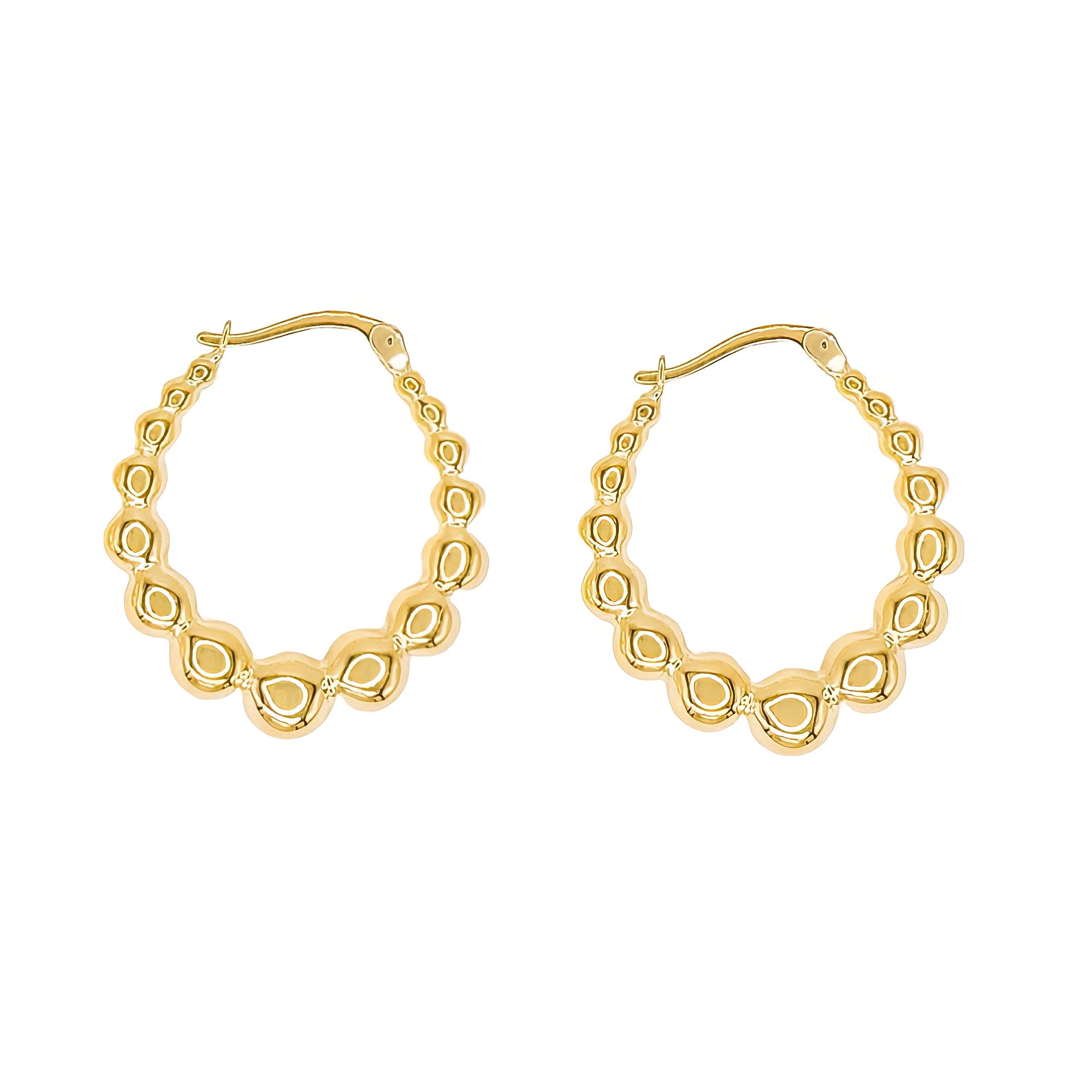 10K YELLOW GOLD GRADIENT BUBBLE HOOPS